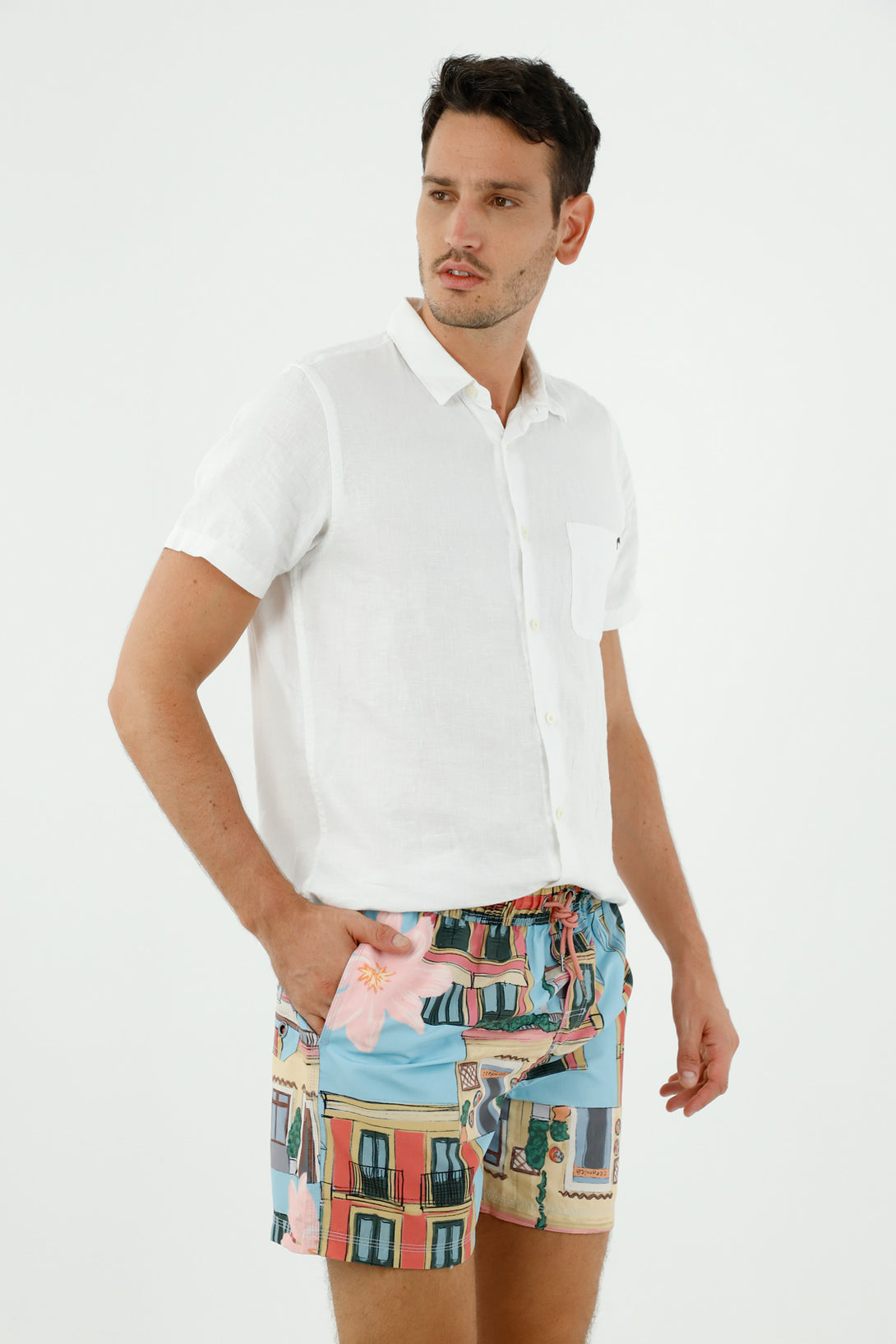 Printed men's swim shorts