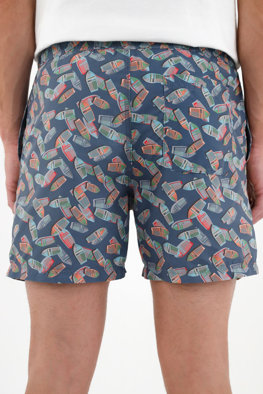 Men's Blue Printed Swim Trunks