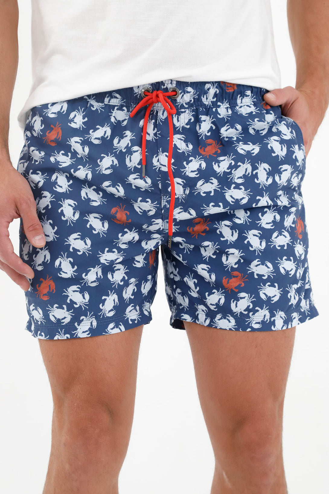 Pantaloneta de baño azul estampada para hombre