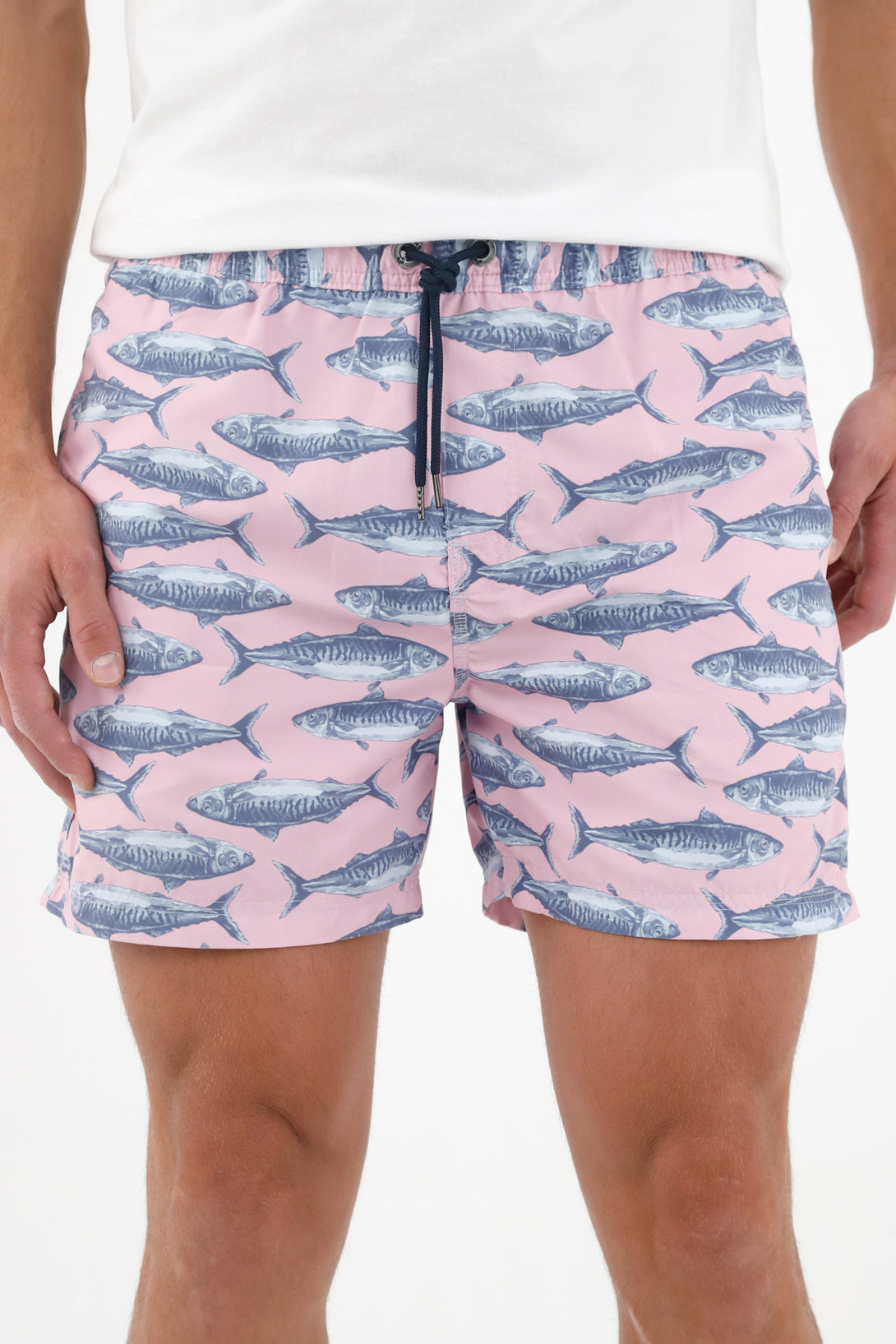 Men's Pink Printed Swim Trunks