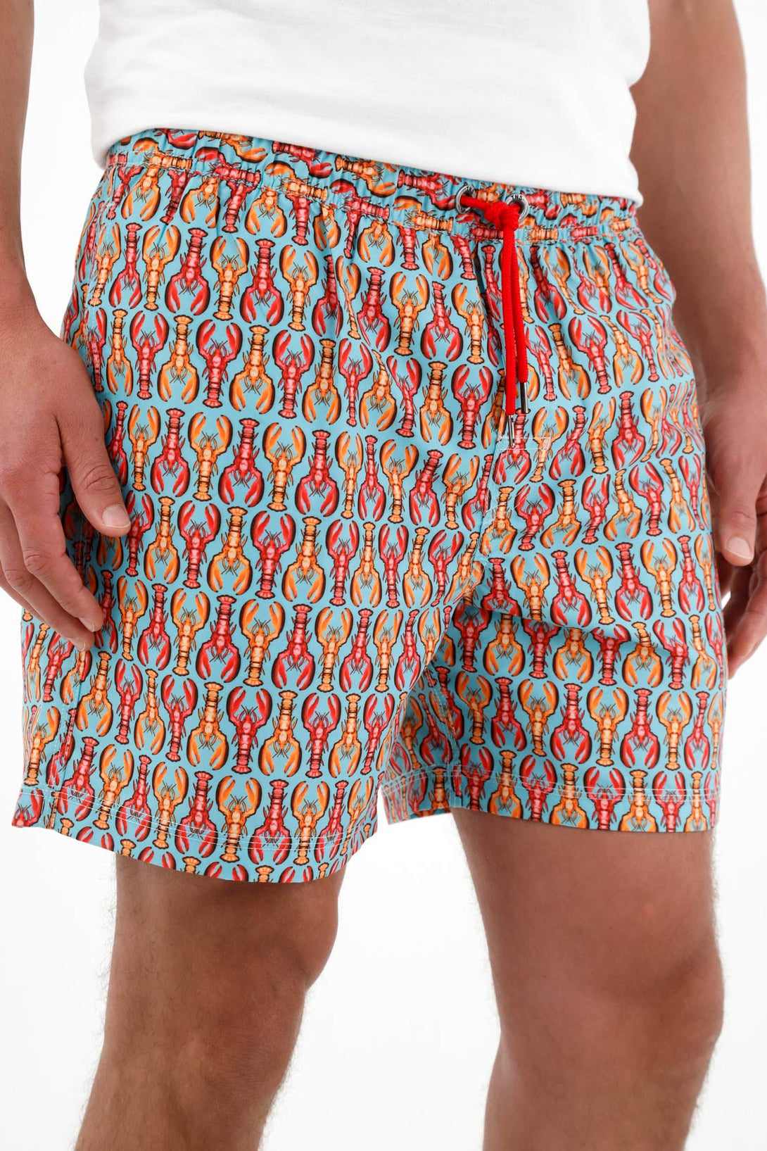 Pantaloneta de baño con estampado de langostas para hombre