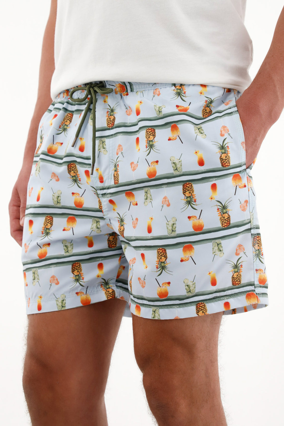 Pantaloneta de baño con estampado de frutas para hombre