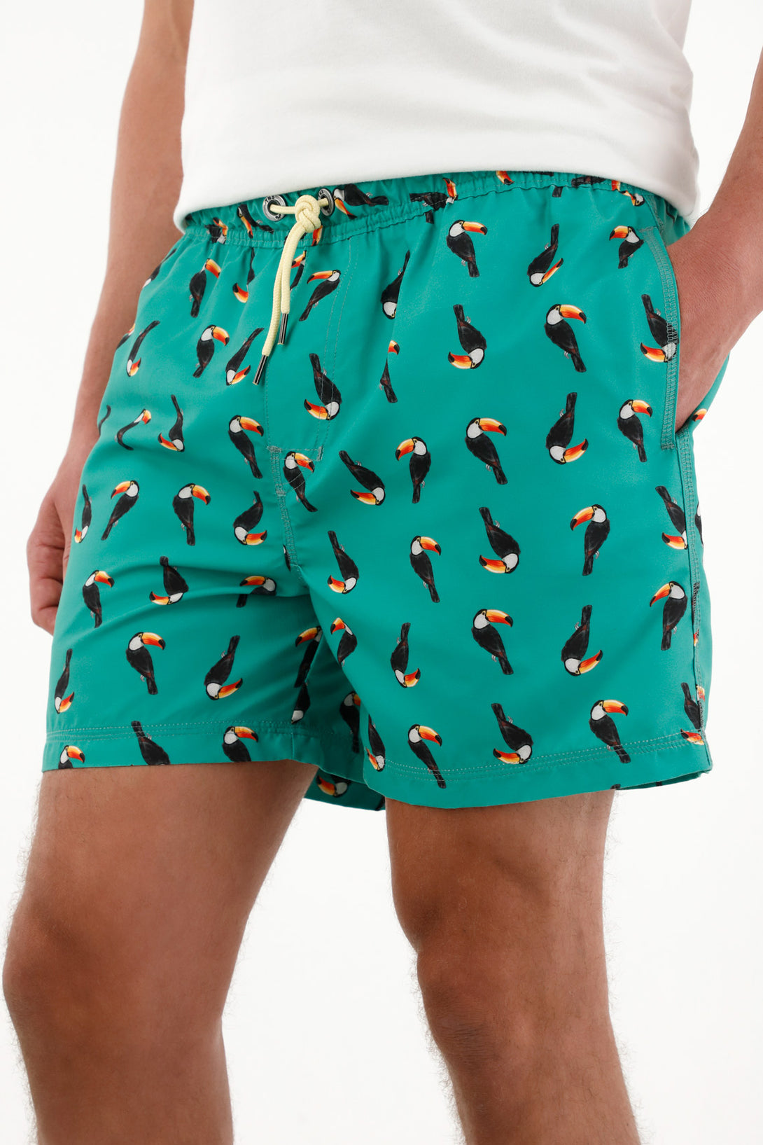 Men's Swim Trunks with Toucan Print