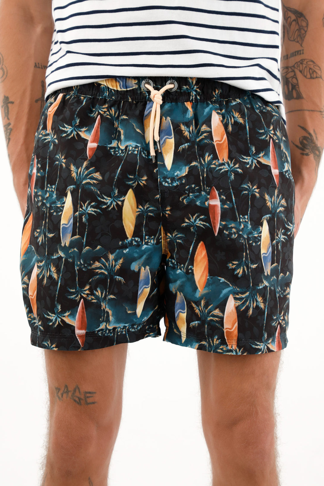 Pantaloneta de baño con estampado de surf para hombre