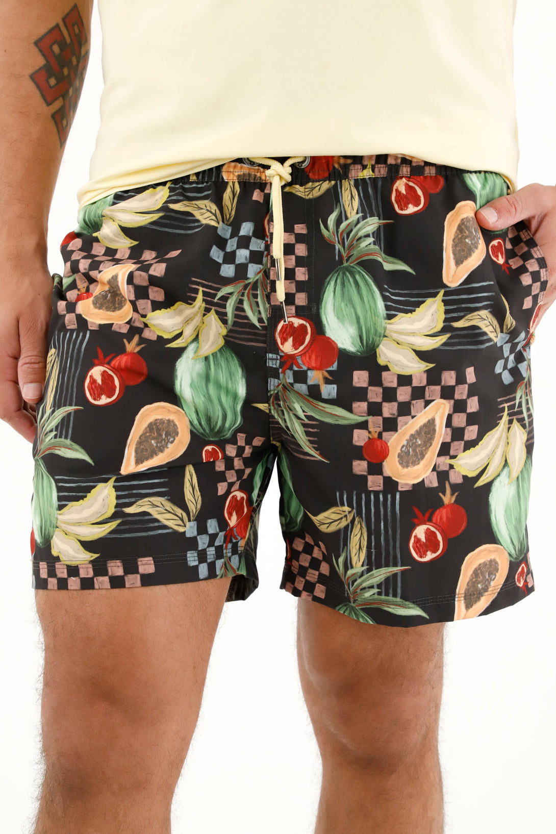 Pantaloneta de baño con estampado de frutas para hombre