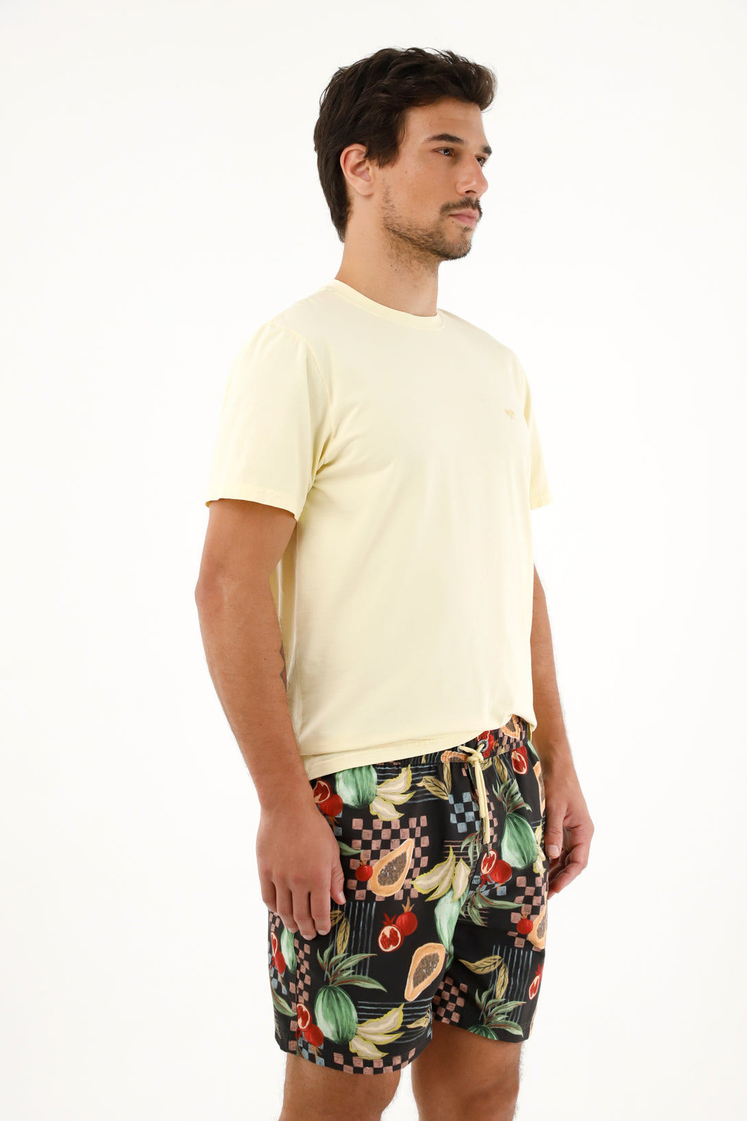 Pantaloneta de baño con estampado de frutas para hombre