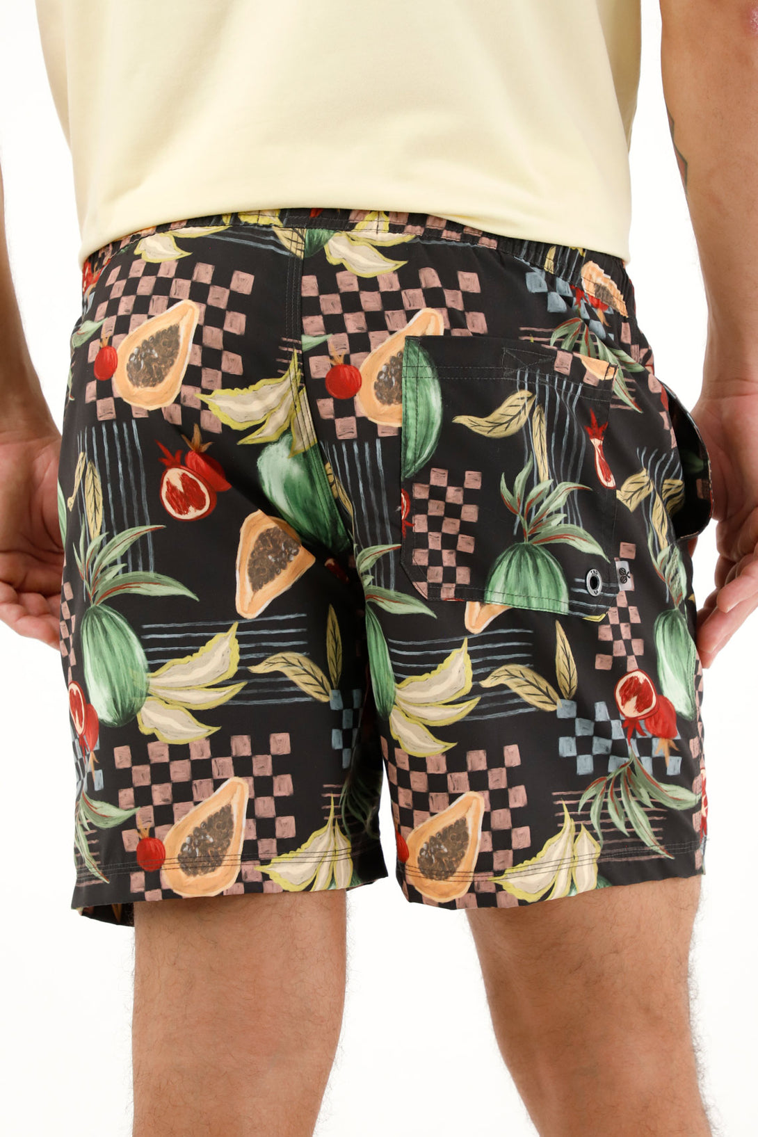 Pantaloneta de baño con estampado de frutas para hombre