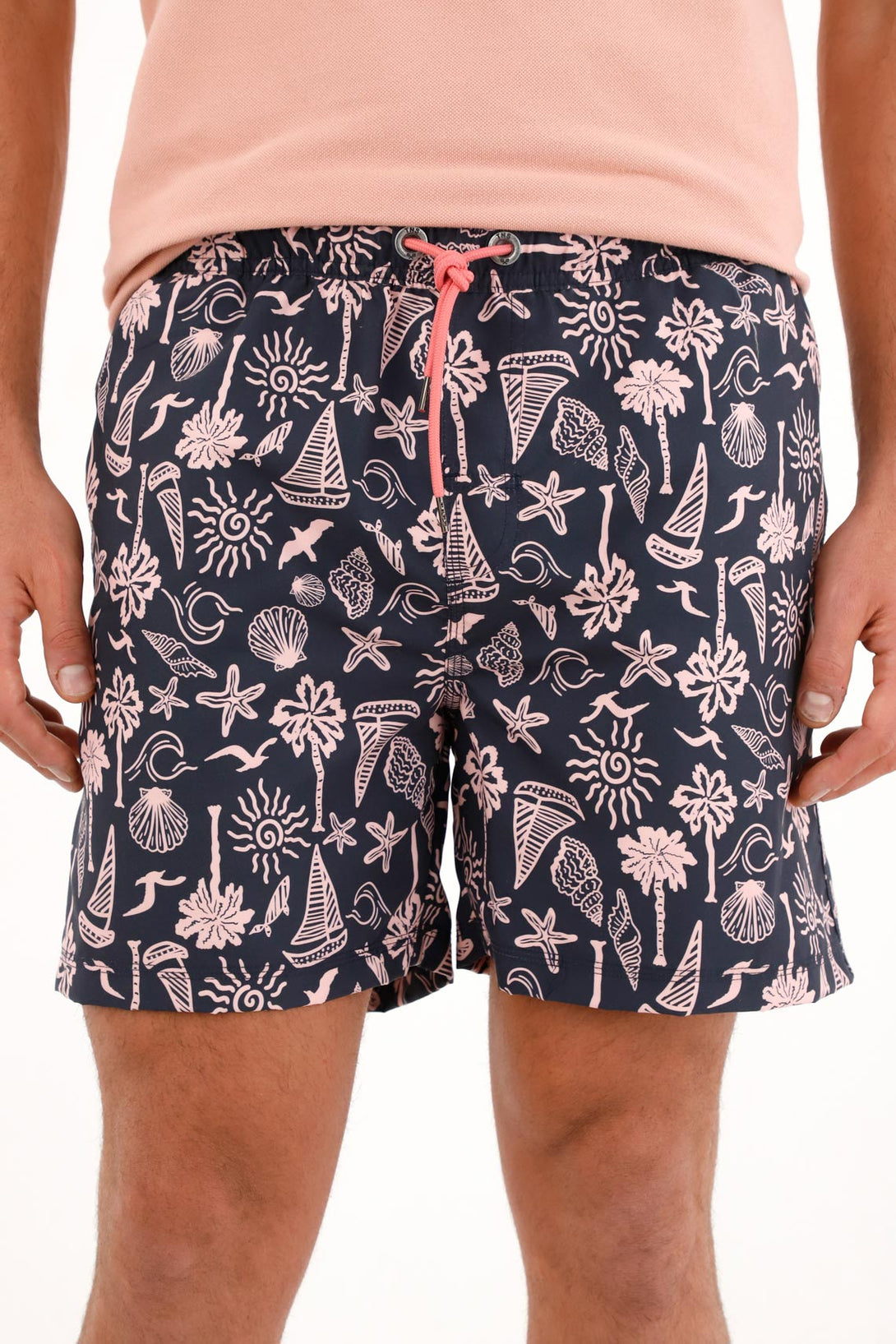 Pantaloneta de baño azul estampada para hombre