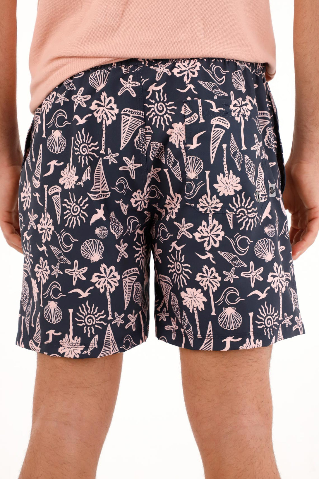 Pantaloneta de baño azul estampada para hombre