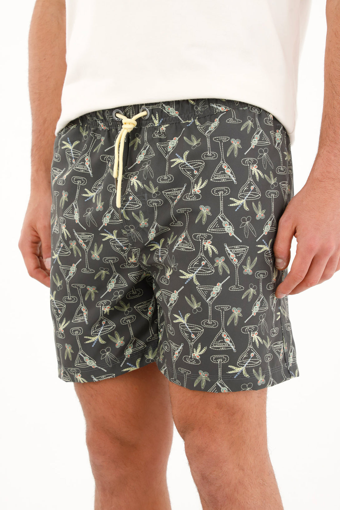 Pantaloneta de baño azul con estampado playero para hombre