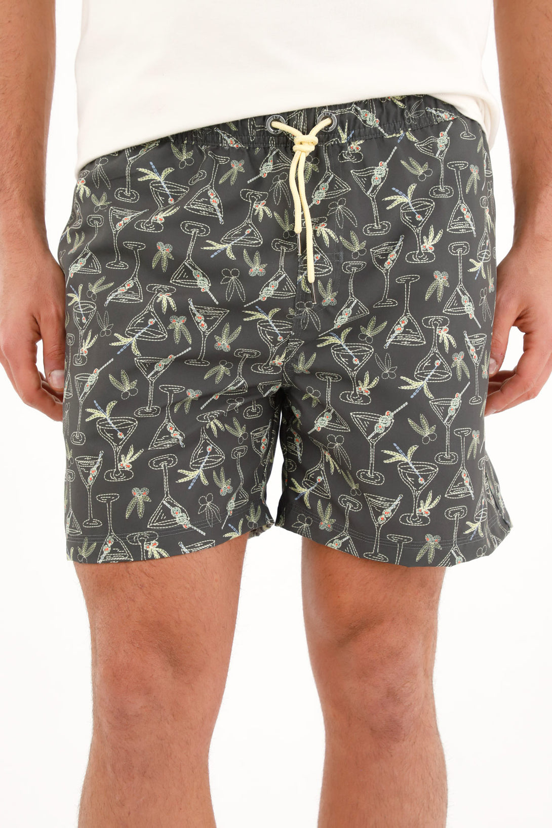 Men's blue beach print swim trunks