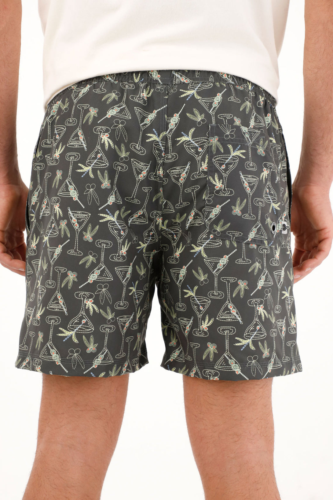 Men's blue beach print swim trunks