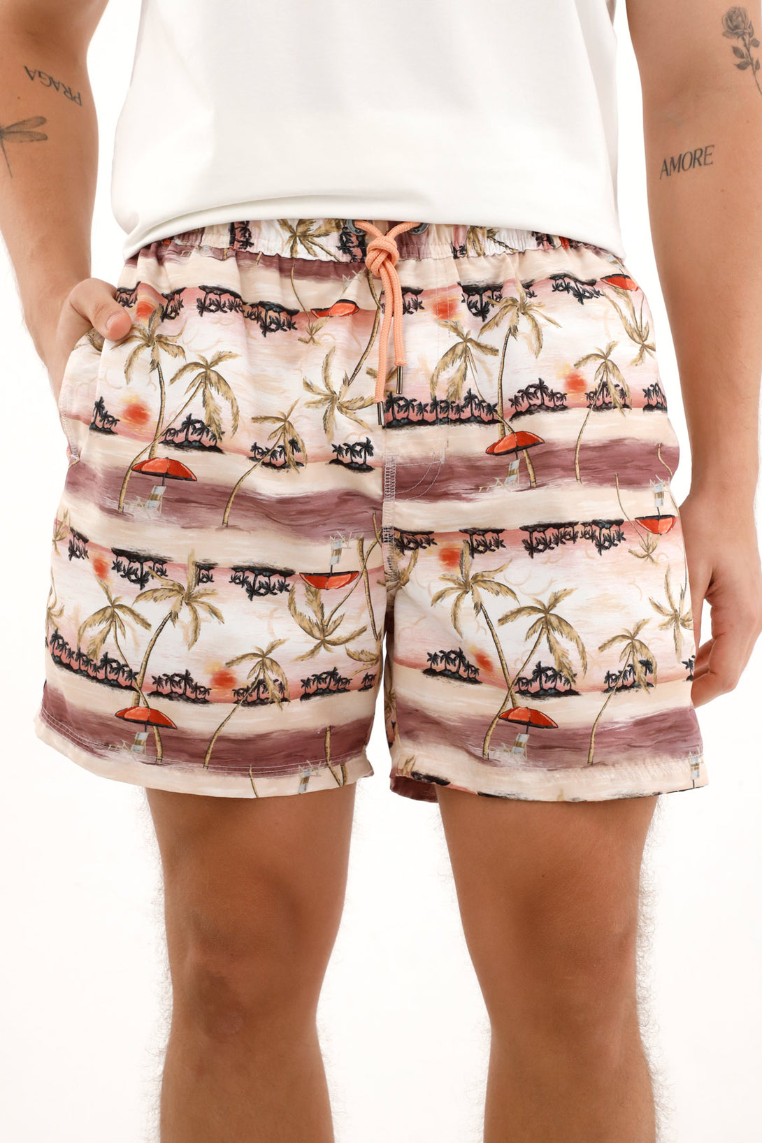 Men's palm print swim trunks