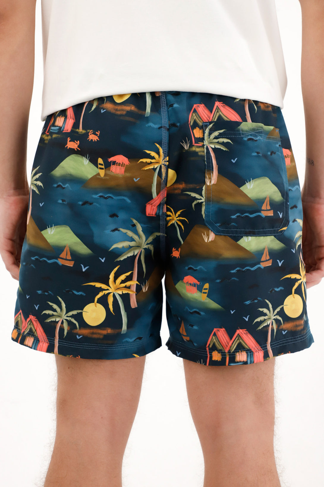 Men's blue printed swim shorts