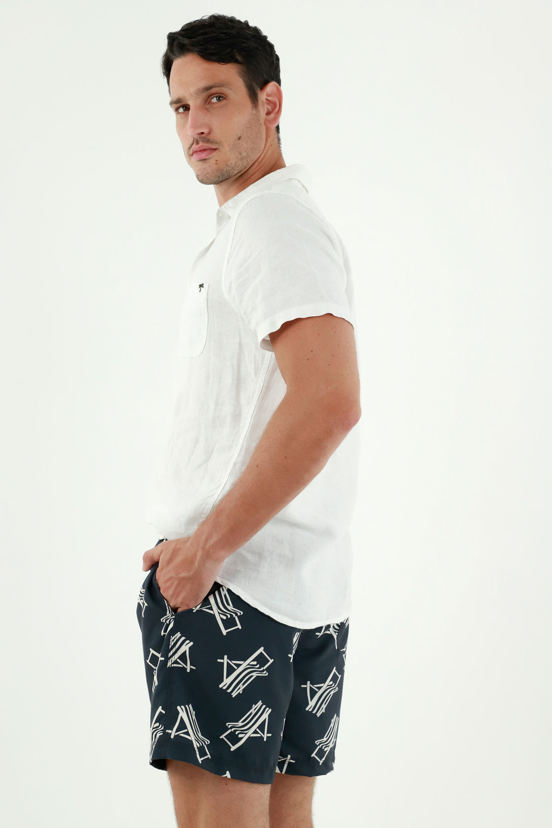 Men's Blue Printed Swim Shorts