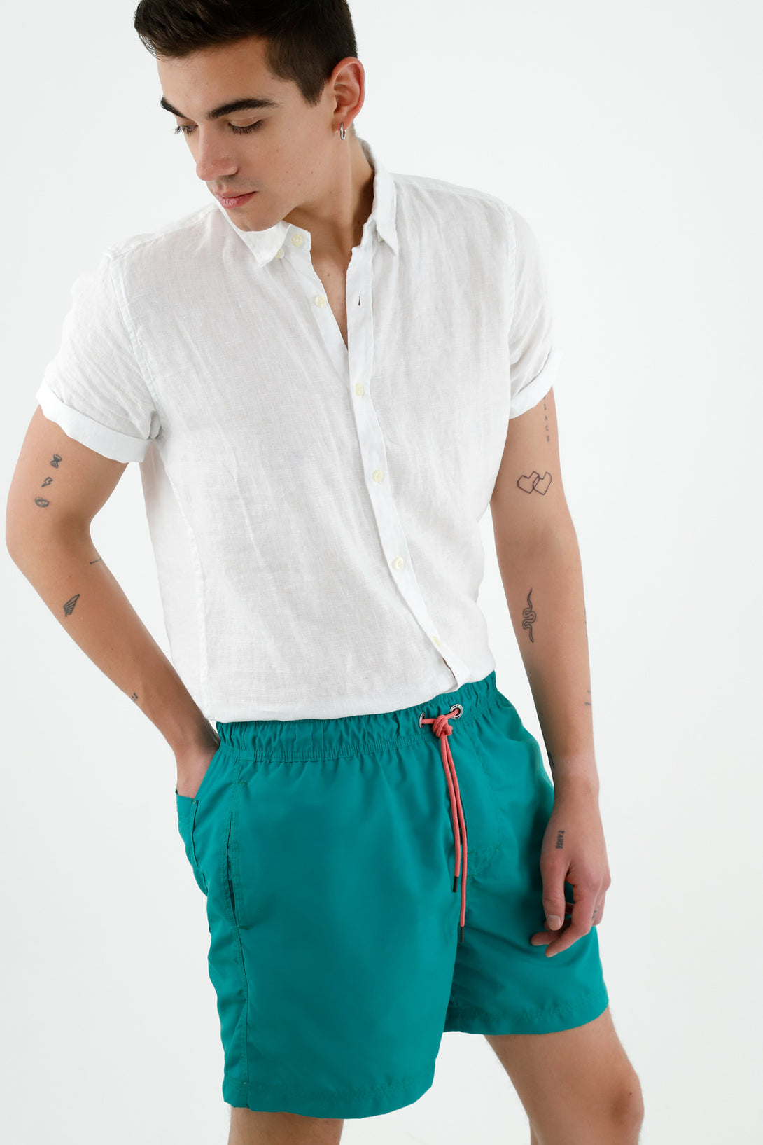 Pantaloneta de baño verde para hombre