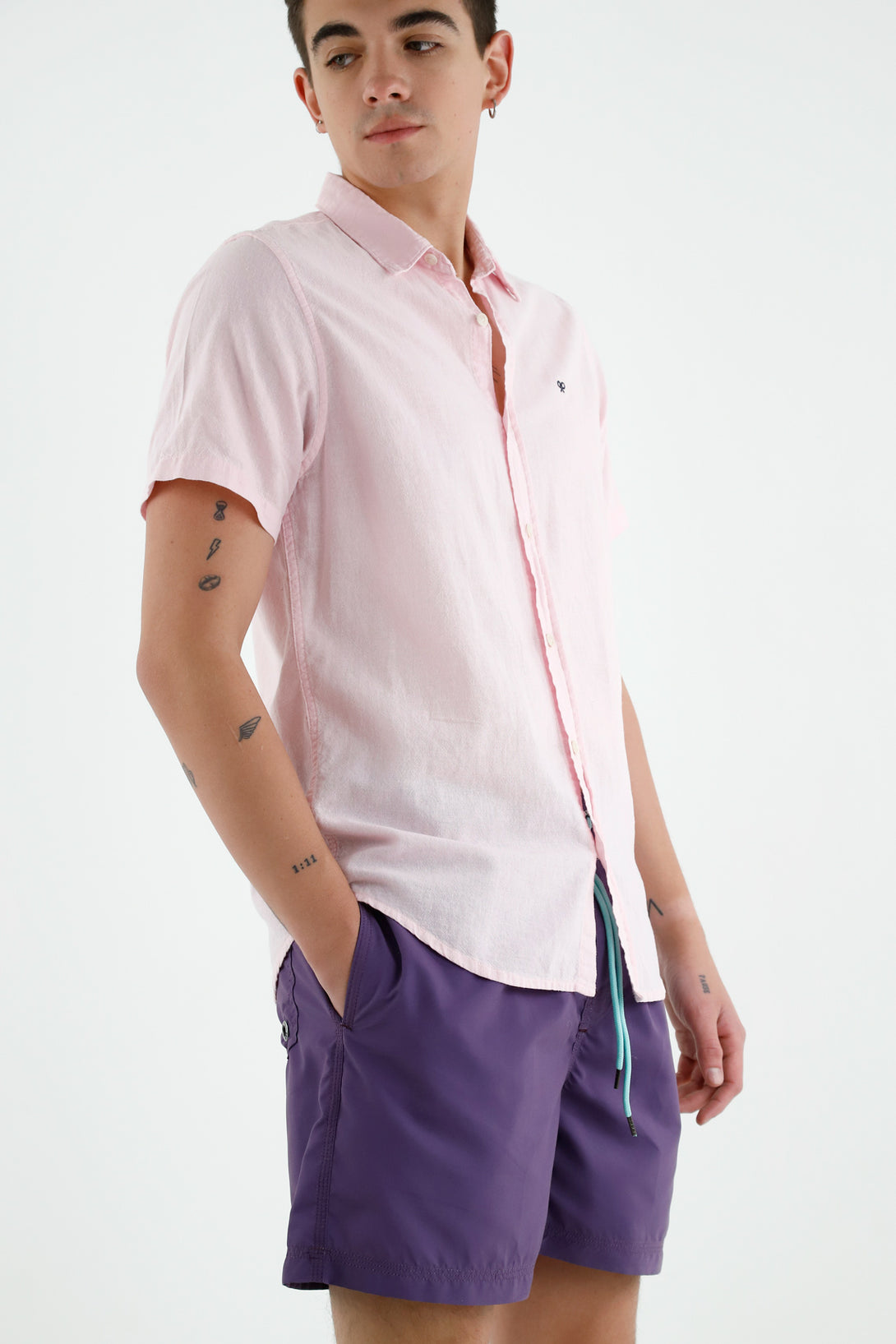 Pantaloneta de baño morada para hombre