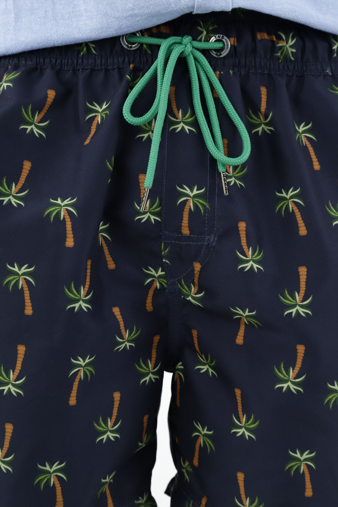 Men's Blue Palm Tree Print Swim Shorts