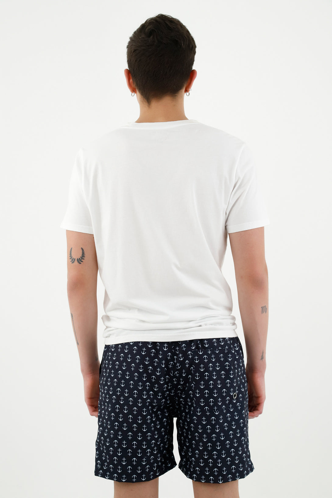 Men's Blue Anchor Mini Print Swim Shorts