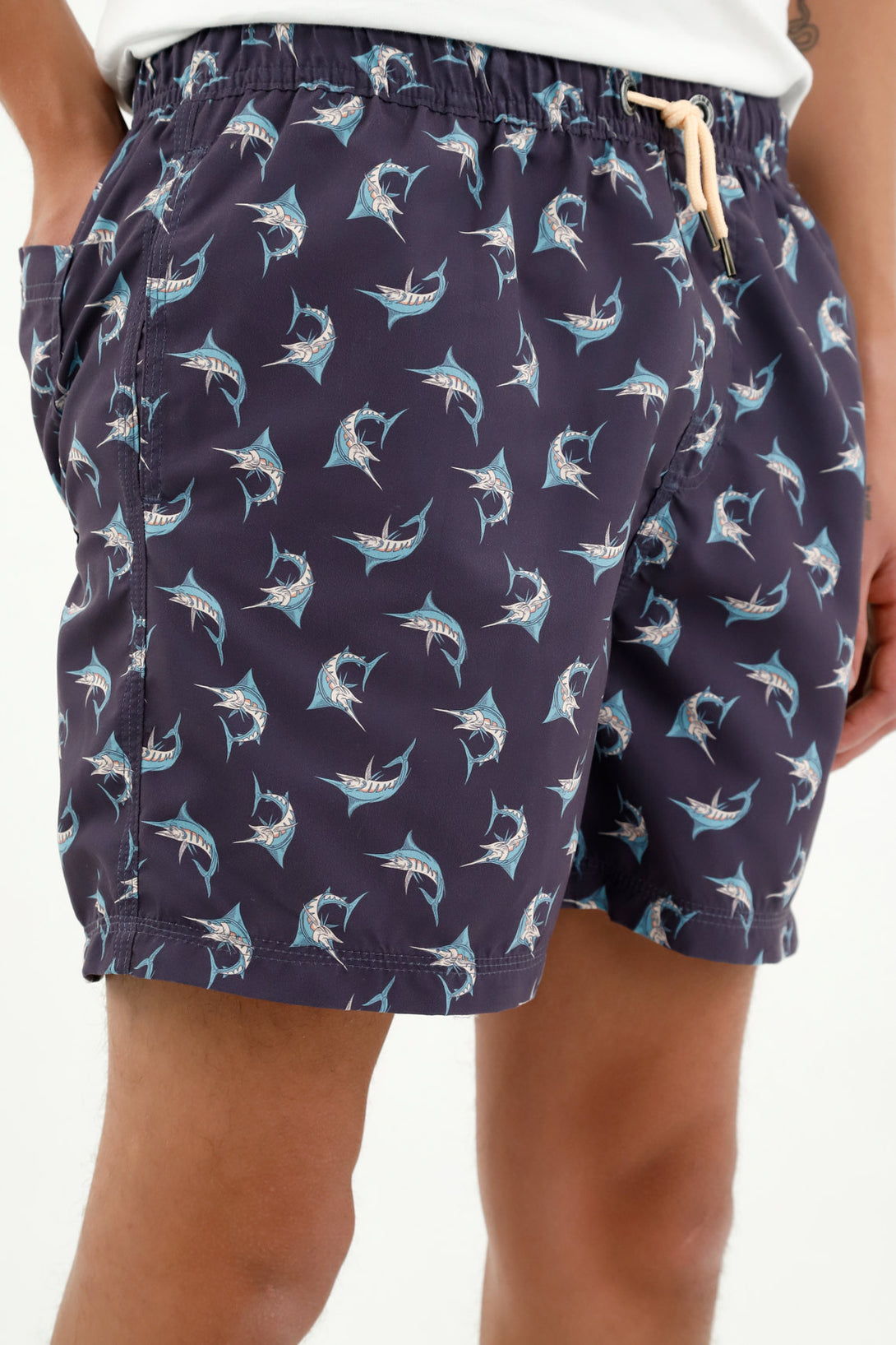 Men's Blue Drawstring Swim Shorts