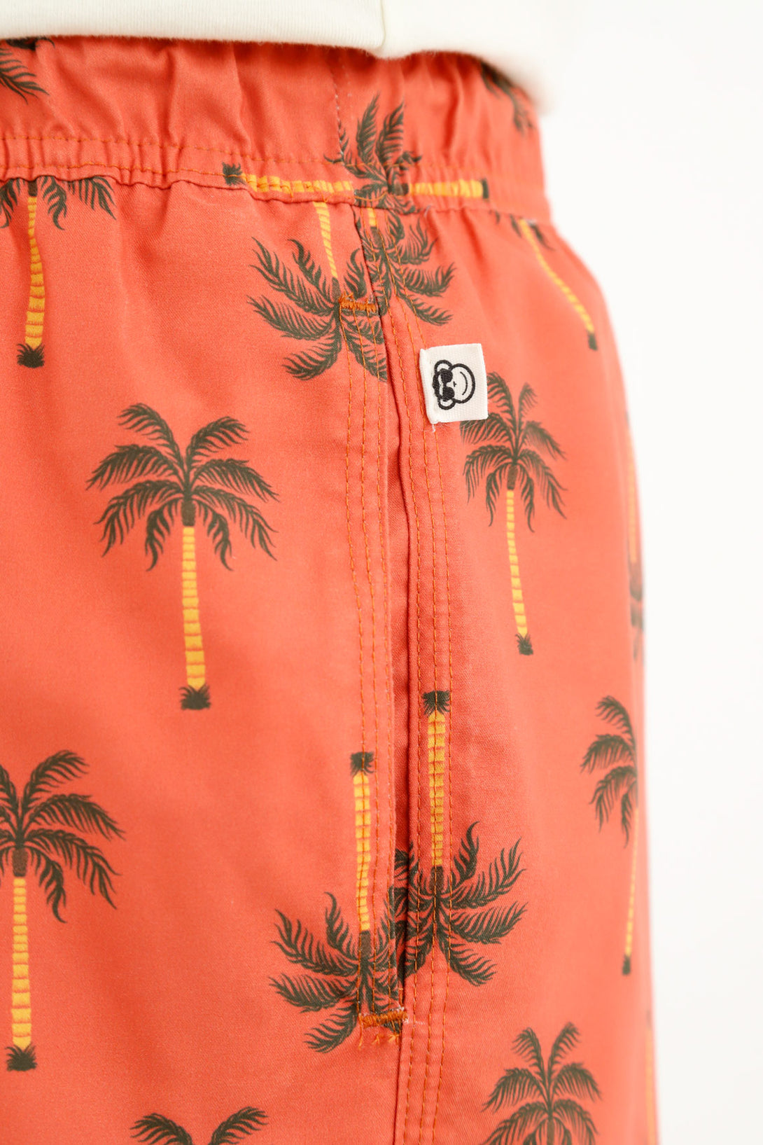 Pantaloneta de baño con bolsillos naranja para hombre