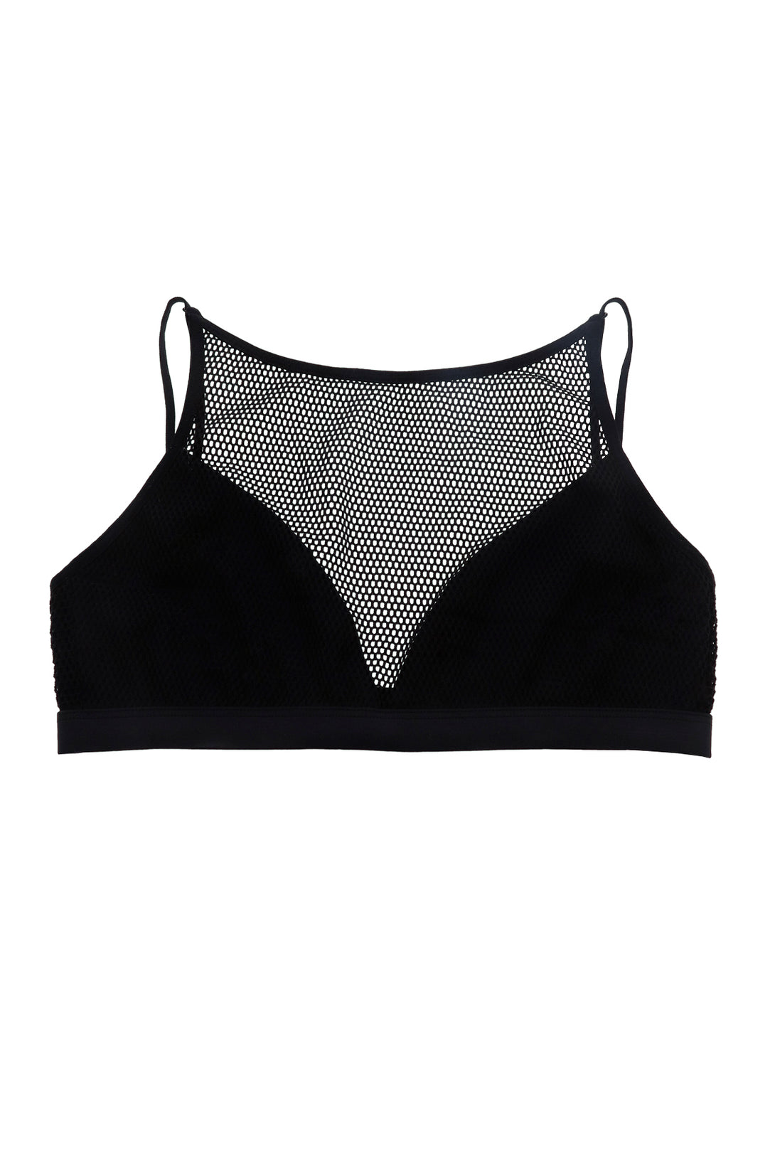 Women's Black Mesh Neckline Top