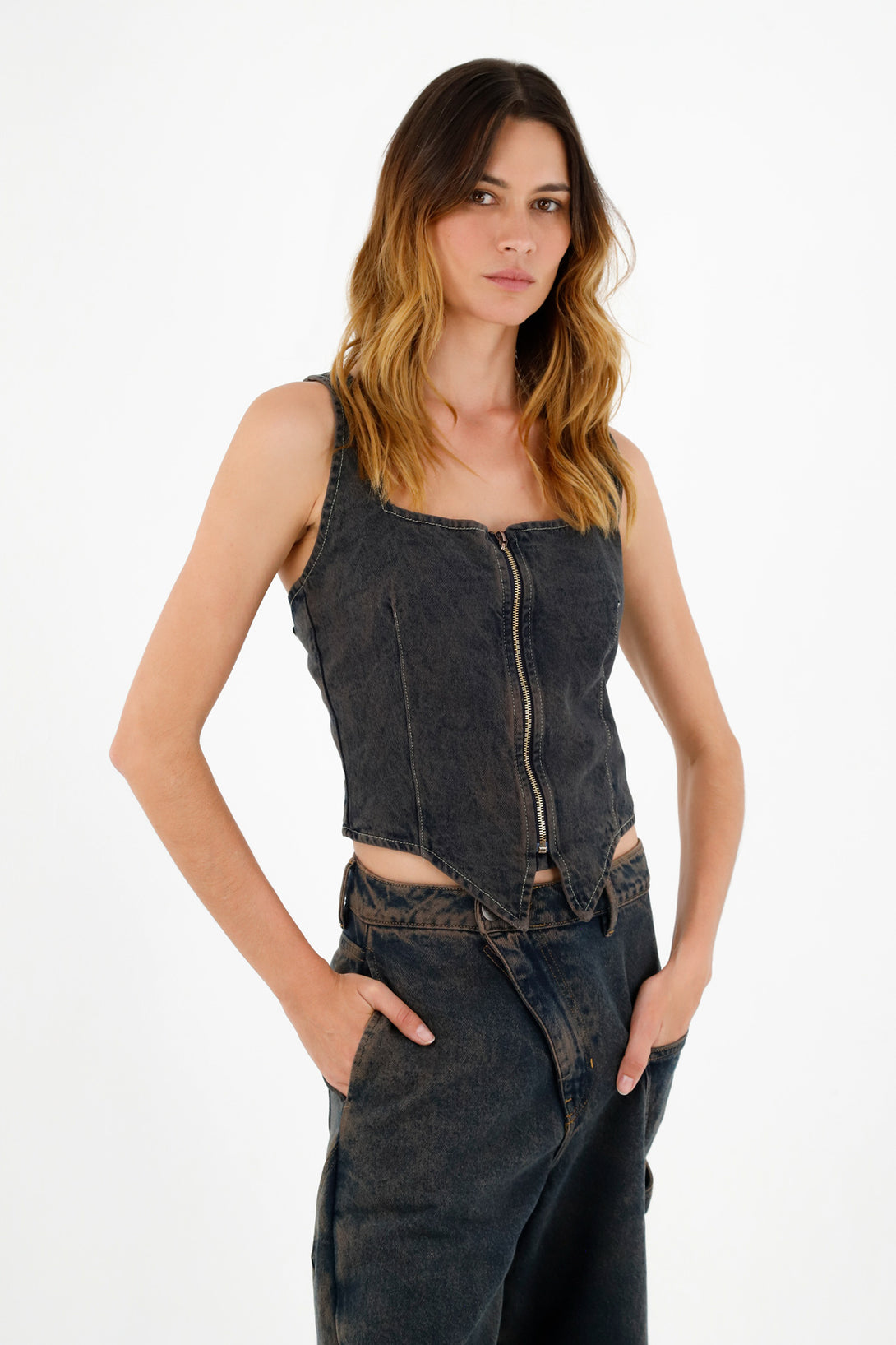 Women's Blue Zip-Up Vest