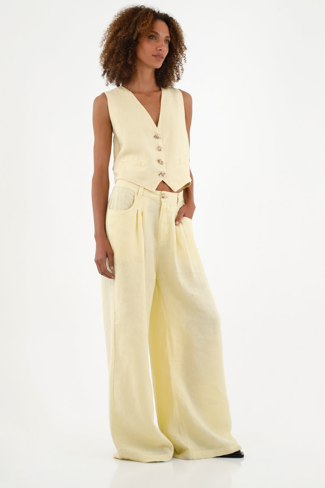 Women's Yellow Linen Vest