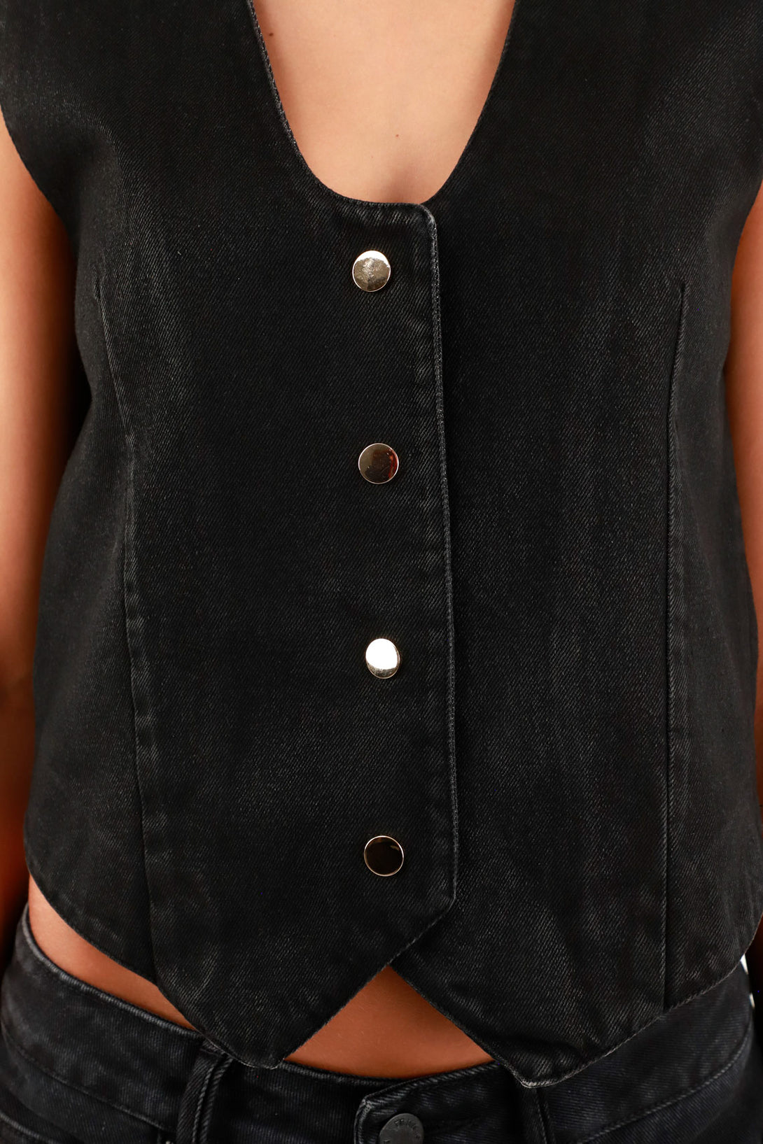 Women's Black Waxed Effect Vest