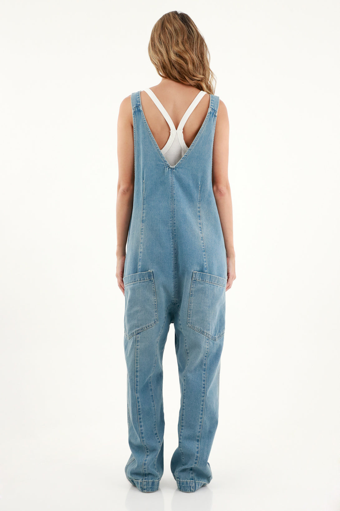 Overall de pantalón largo azul para mujer