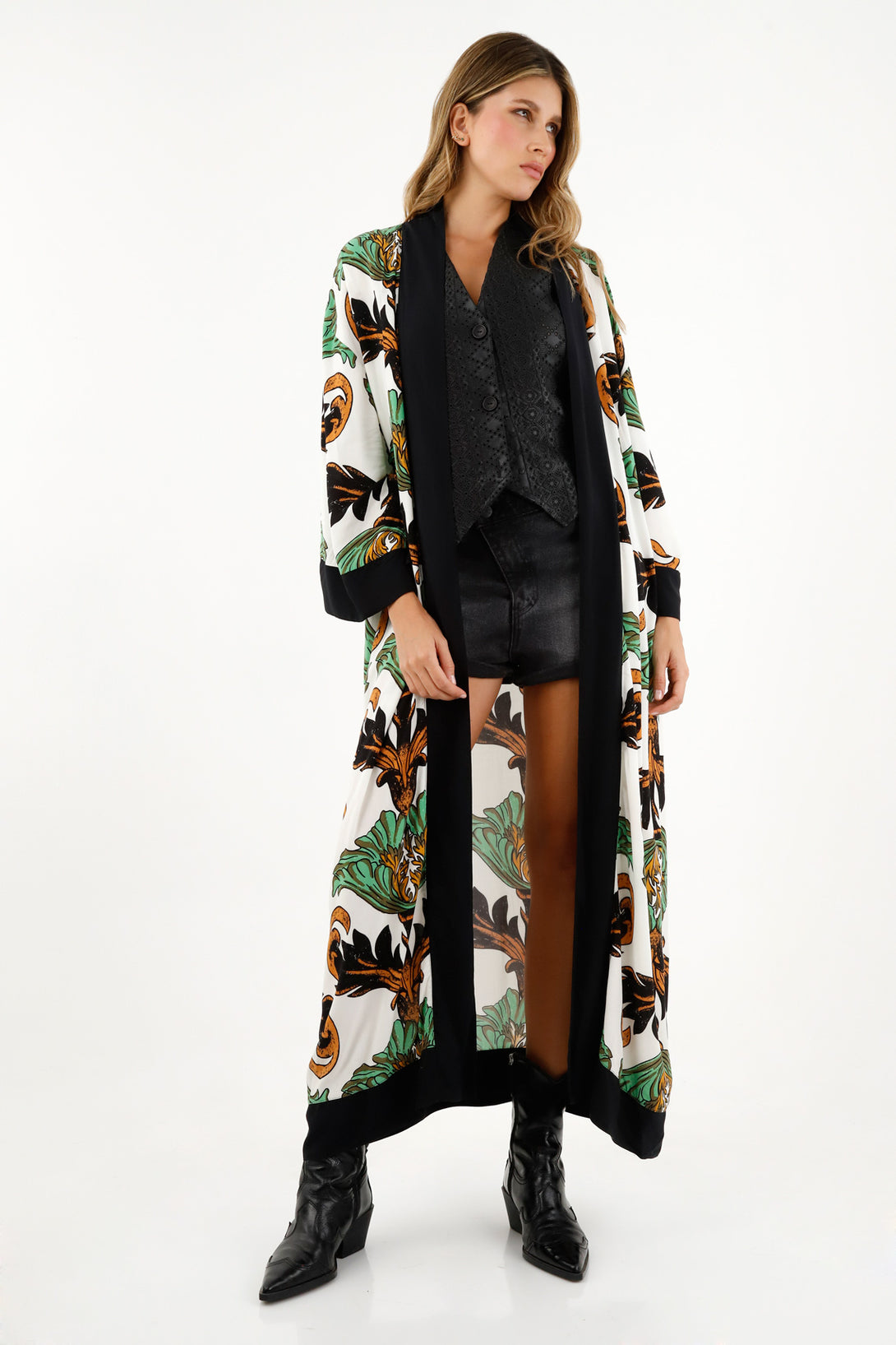 Women's 3/4 Sleeve Printed Kimono