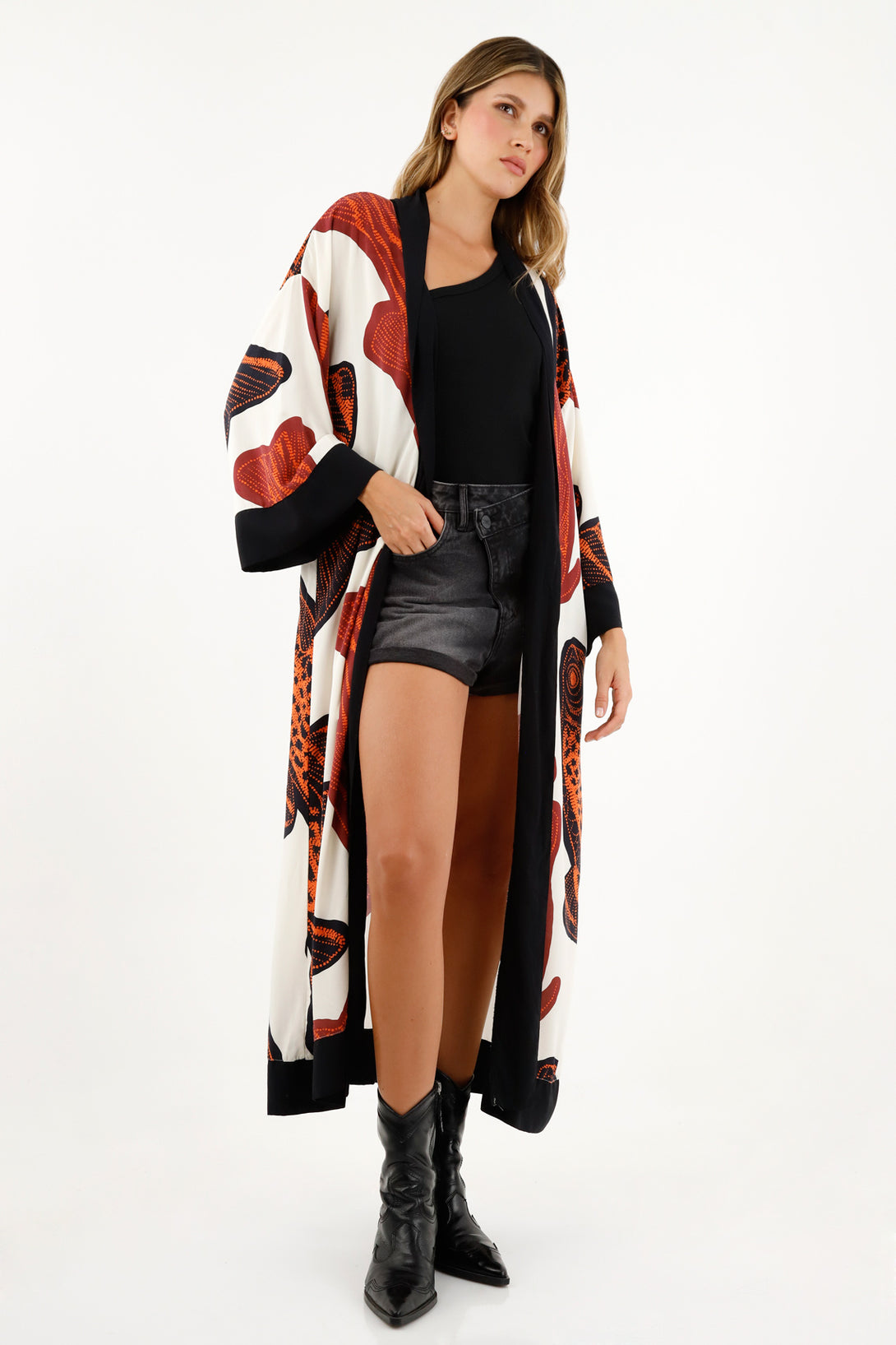 Women's 3/4 Sleeve Printed Kimono