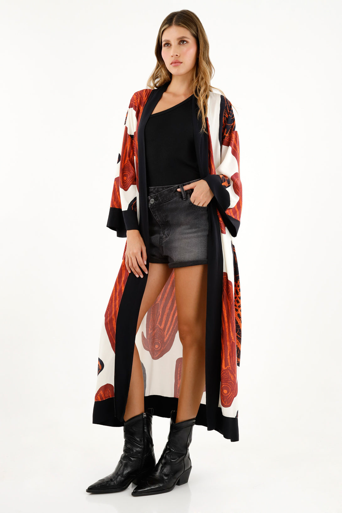 Women's 3/4 Sleeve Printed Kimono