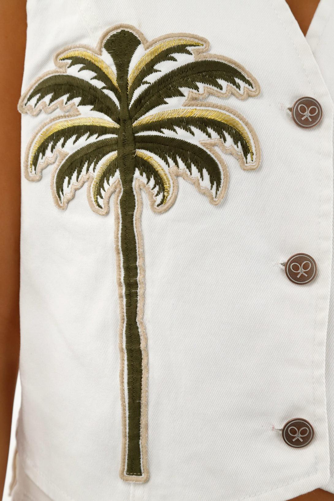 Women's Ecru Palm Tree Vest