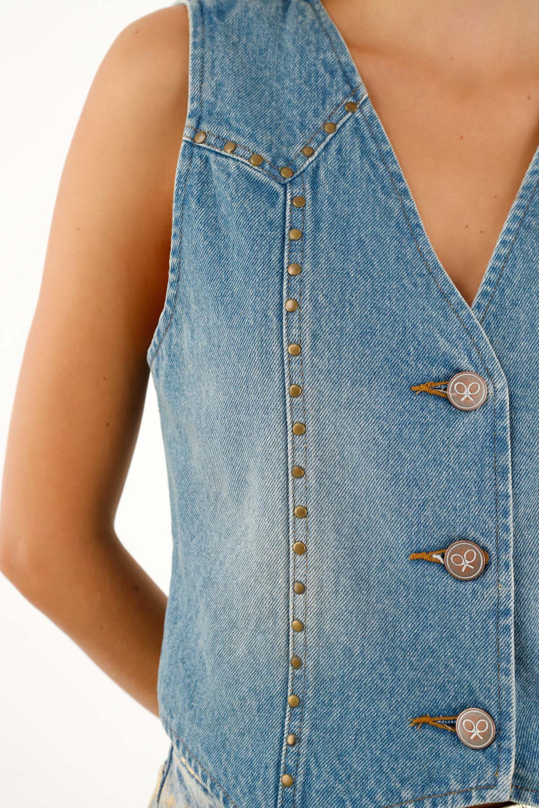 Women's Blue Studded Vest