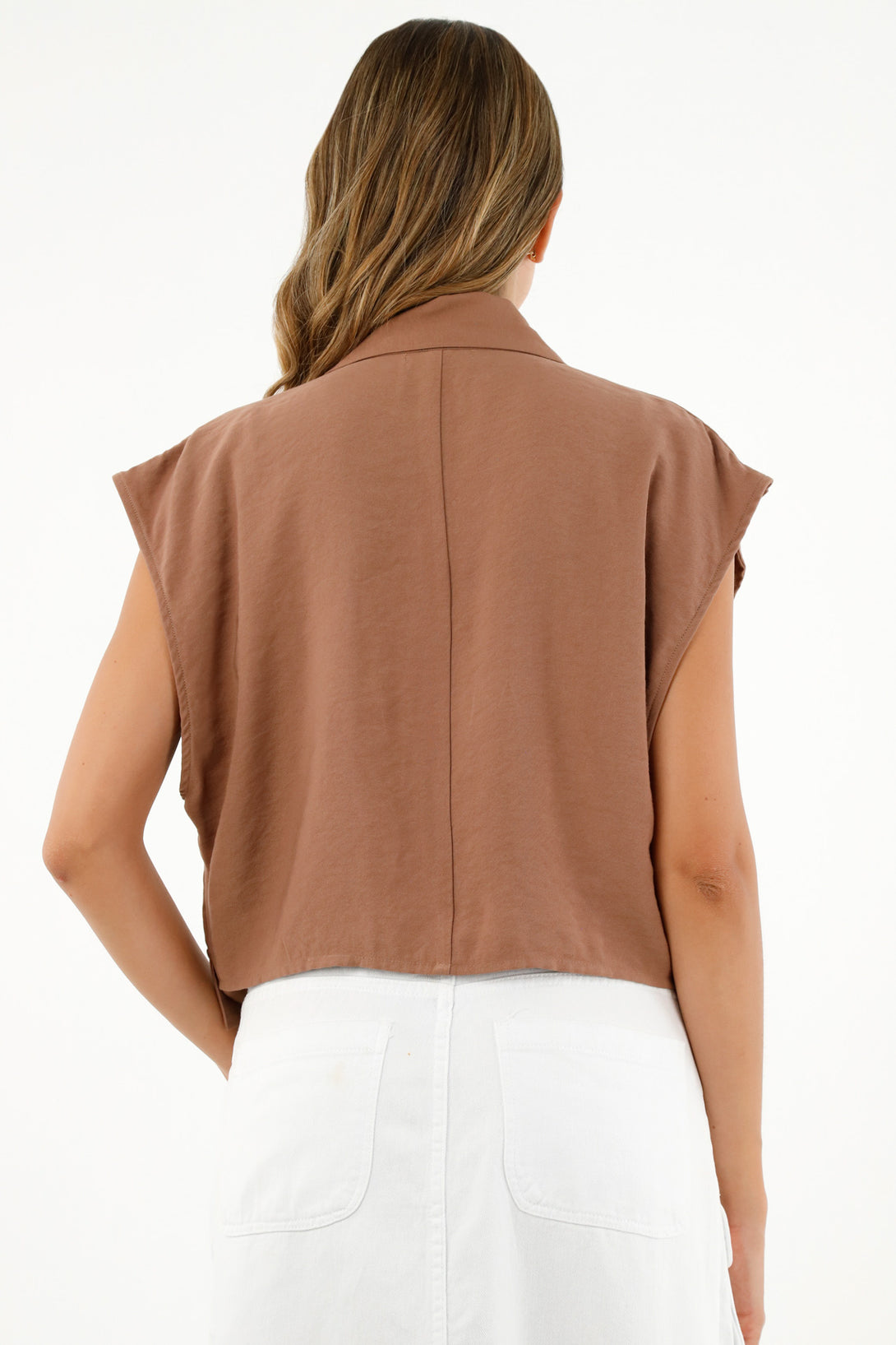 Chaleco oversize café para mujer