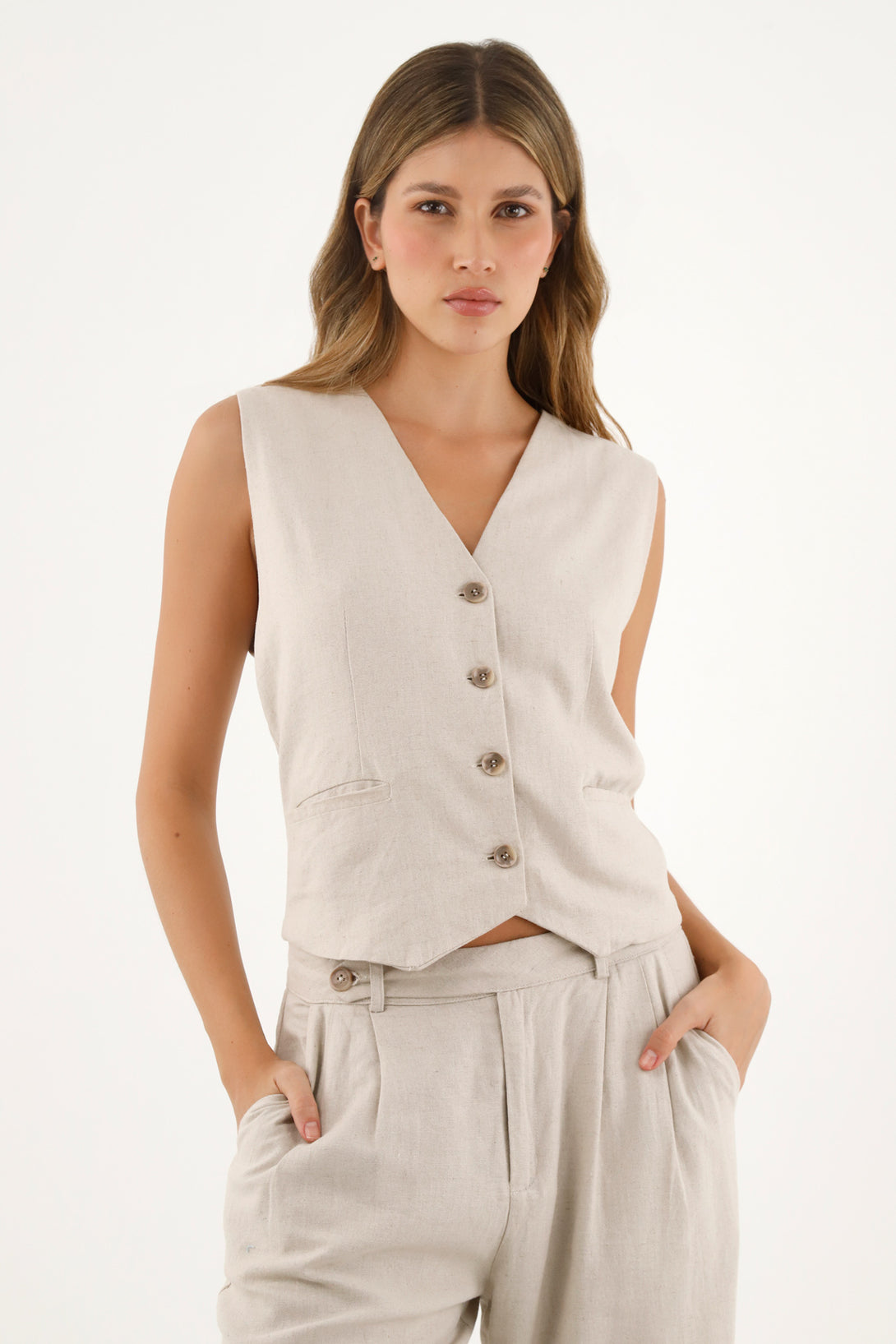 Women's Ecru Tailored Vest