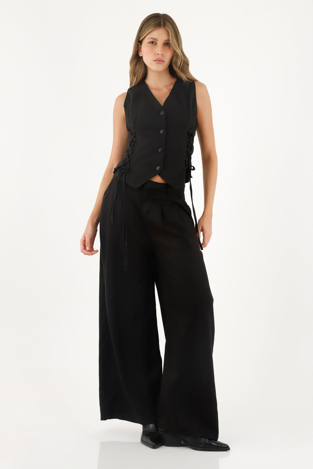 Women's Black Linen Vest