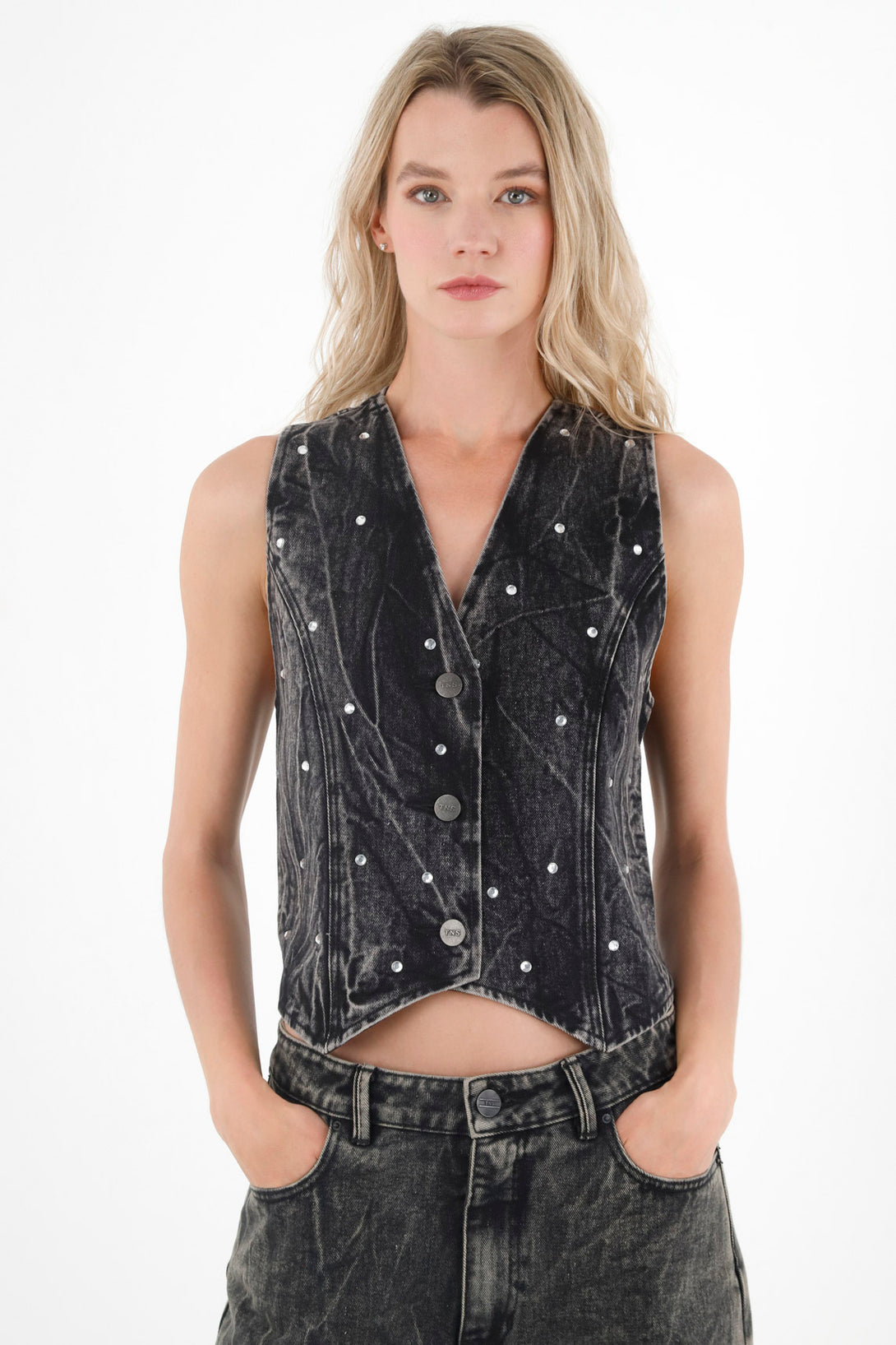 Women's Black Vest with Mini Appliques