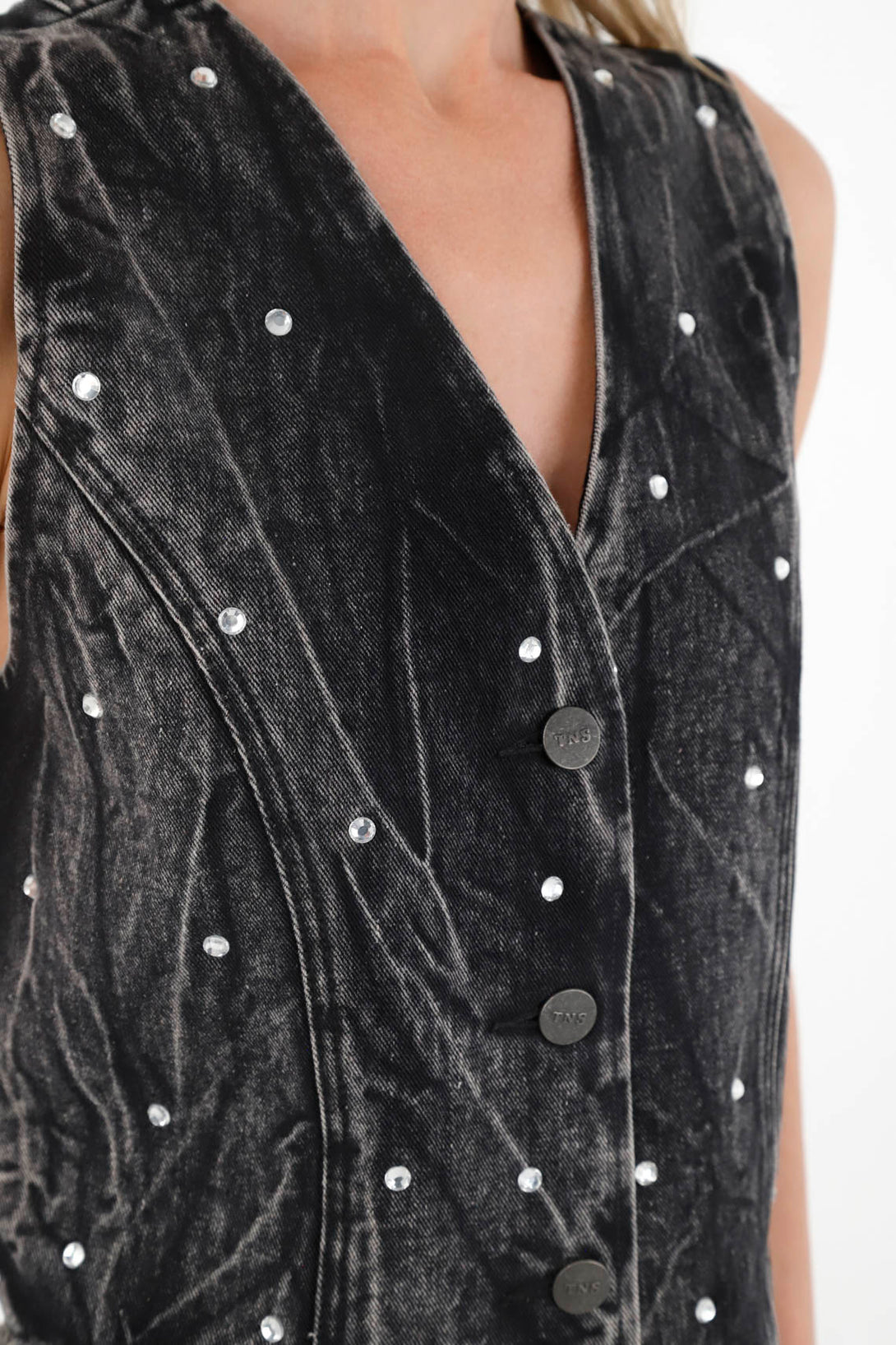 Women's Black Vest with Mini Appliques