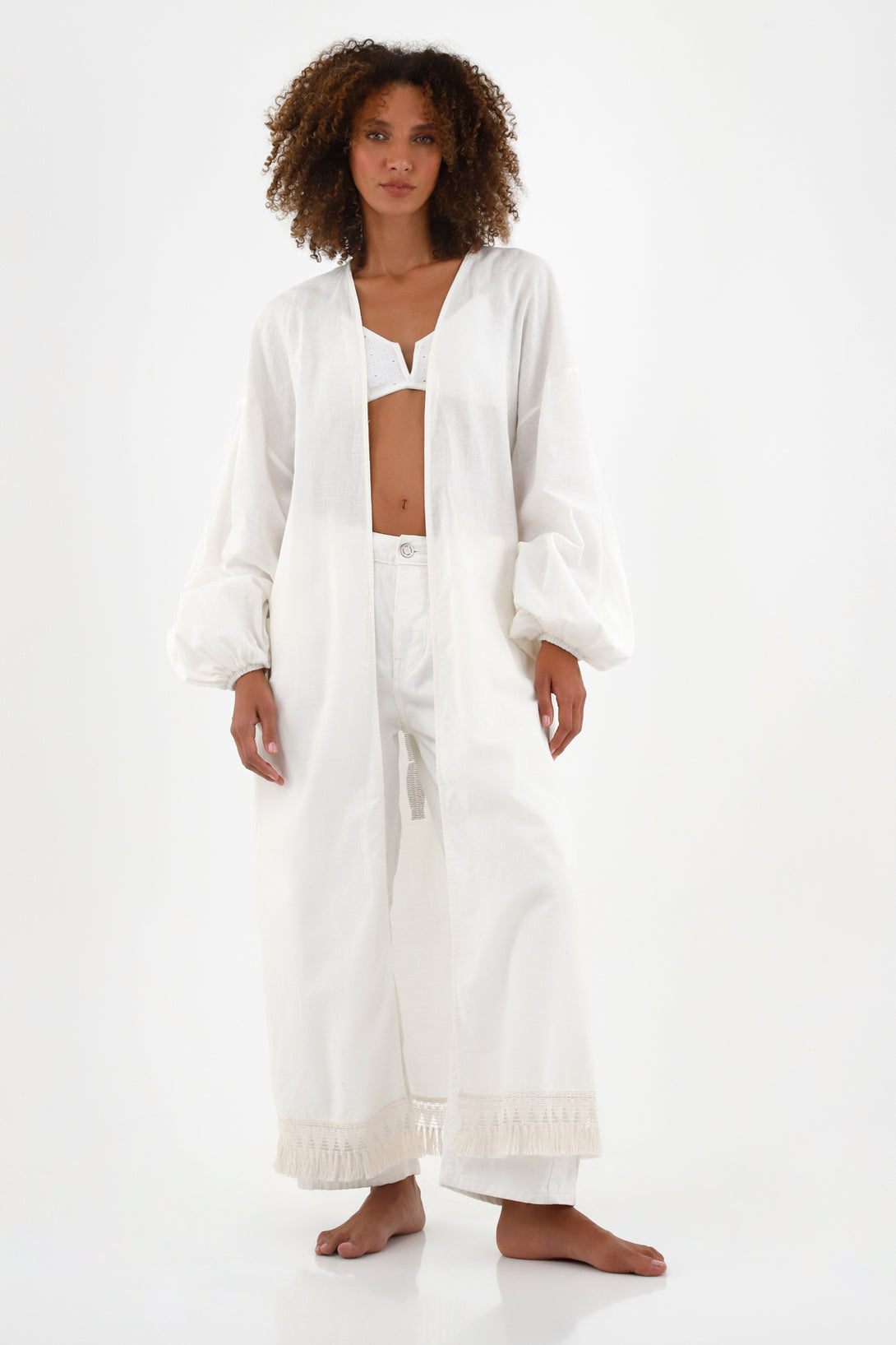 Women's Ecru Linen Kimono