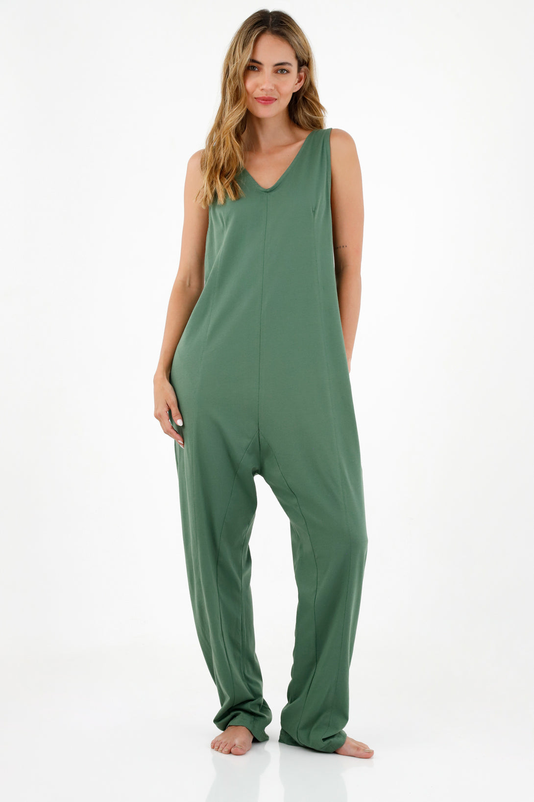 Women's Green Sleeveless Jumpsuit