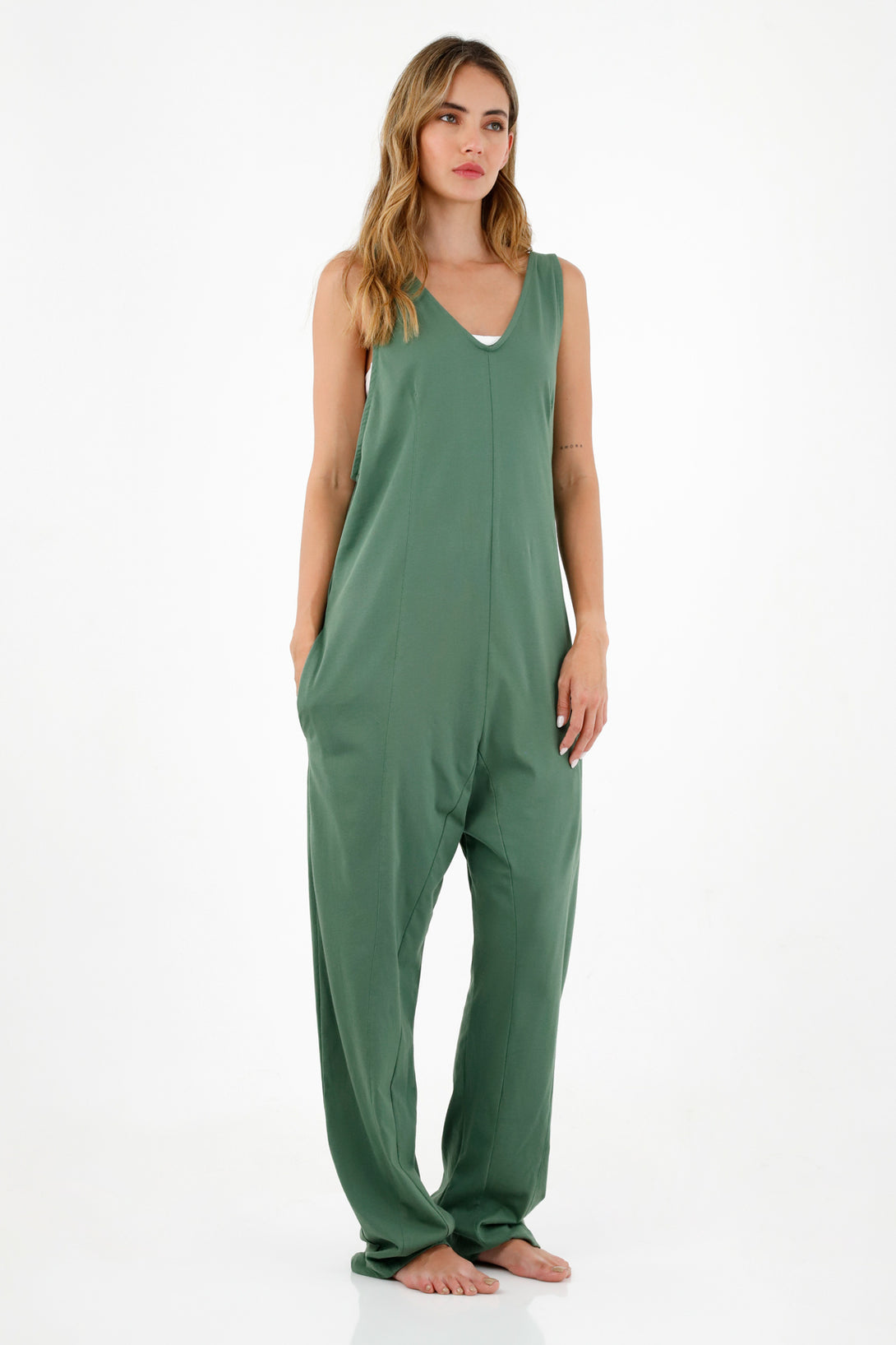 Women's Green Sleeveless Jumpsuit