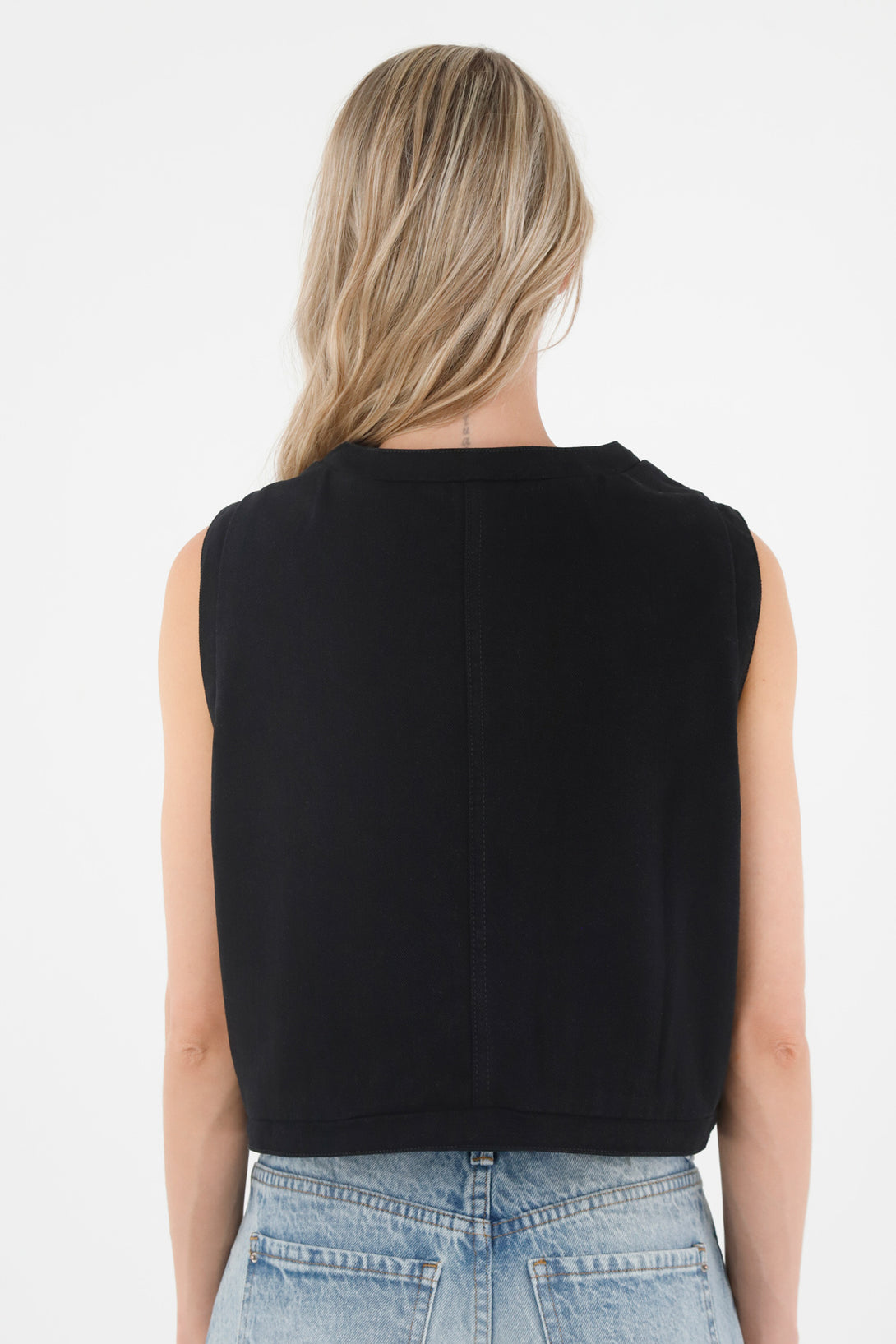 Women's Embroidered Black Vest