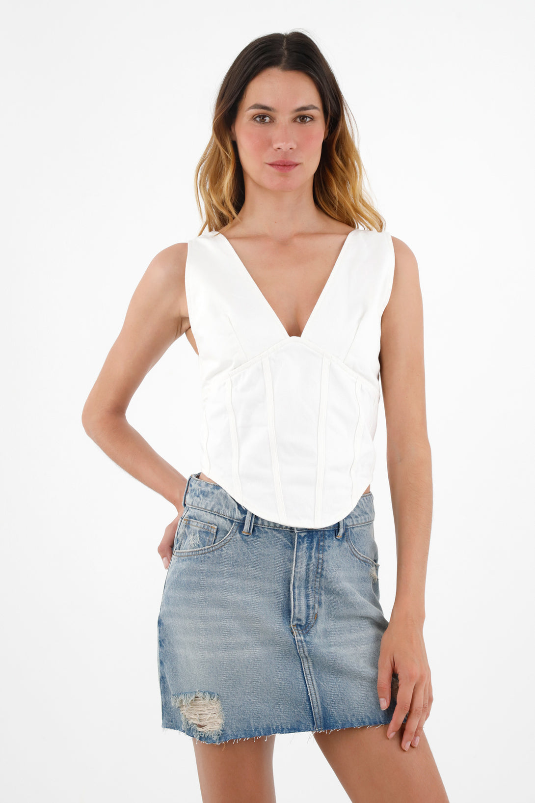 Women's Off-White Corset-Style Top