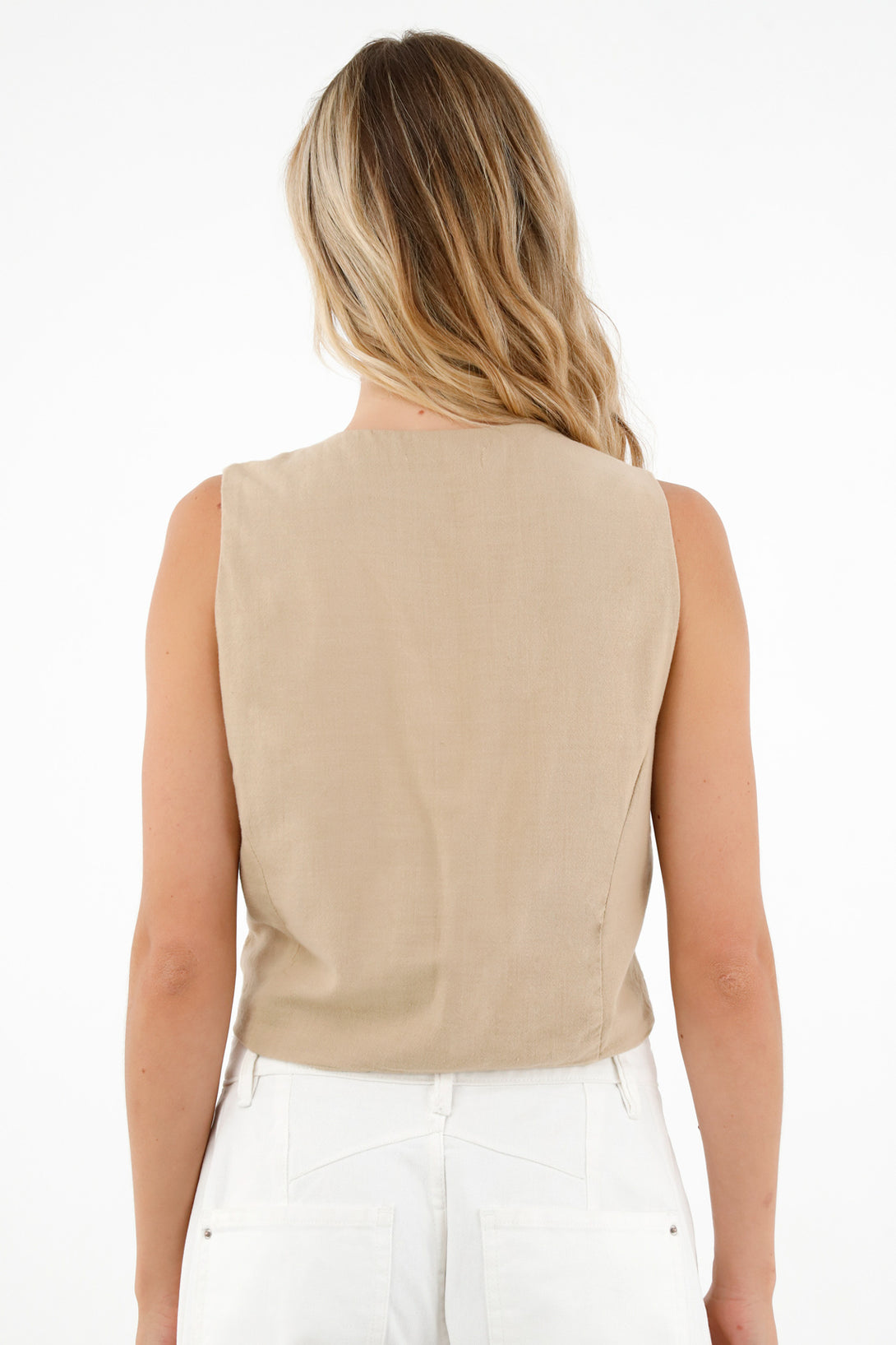 Women's Brown Vest with Embroidered-Look Details