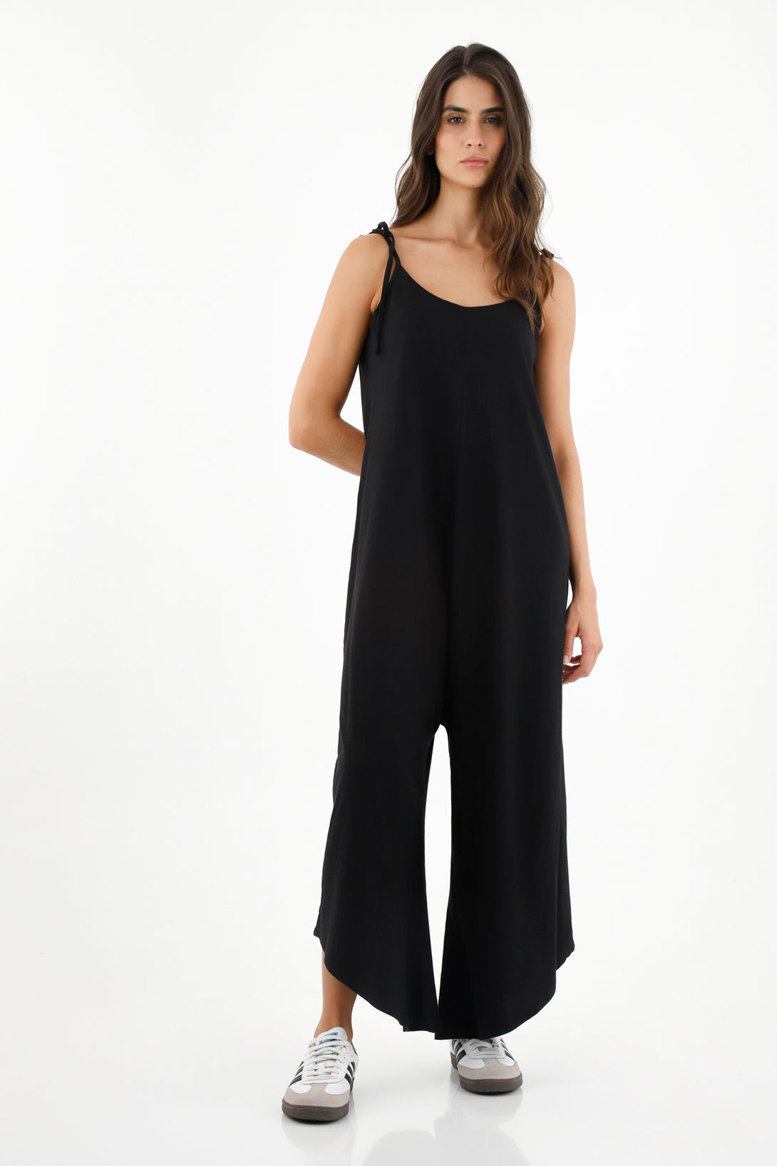 Women's Asymmetric Hem Black Jumpsuit