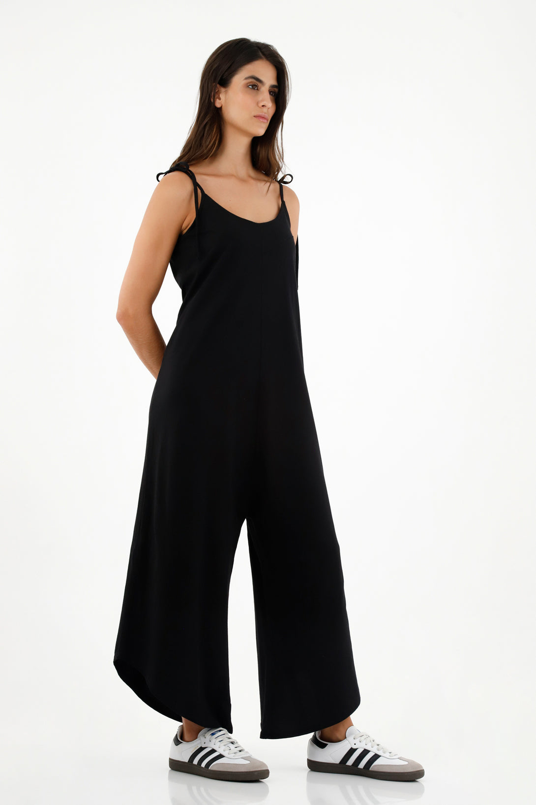 Women's Asymmetric Hem Black Jumpsuit