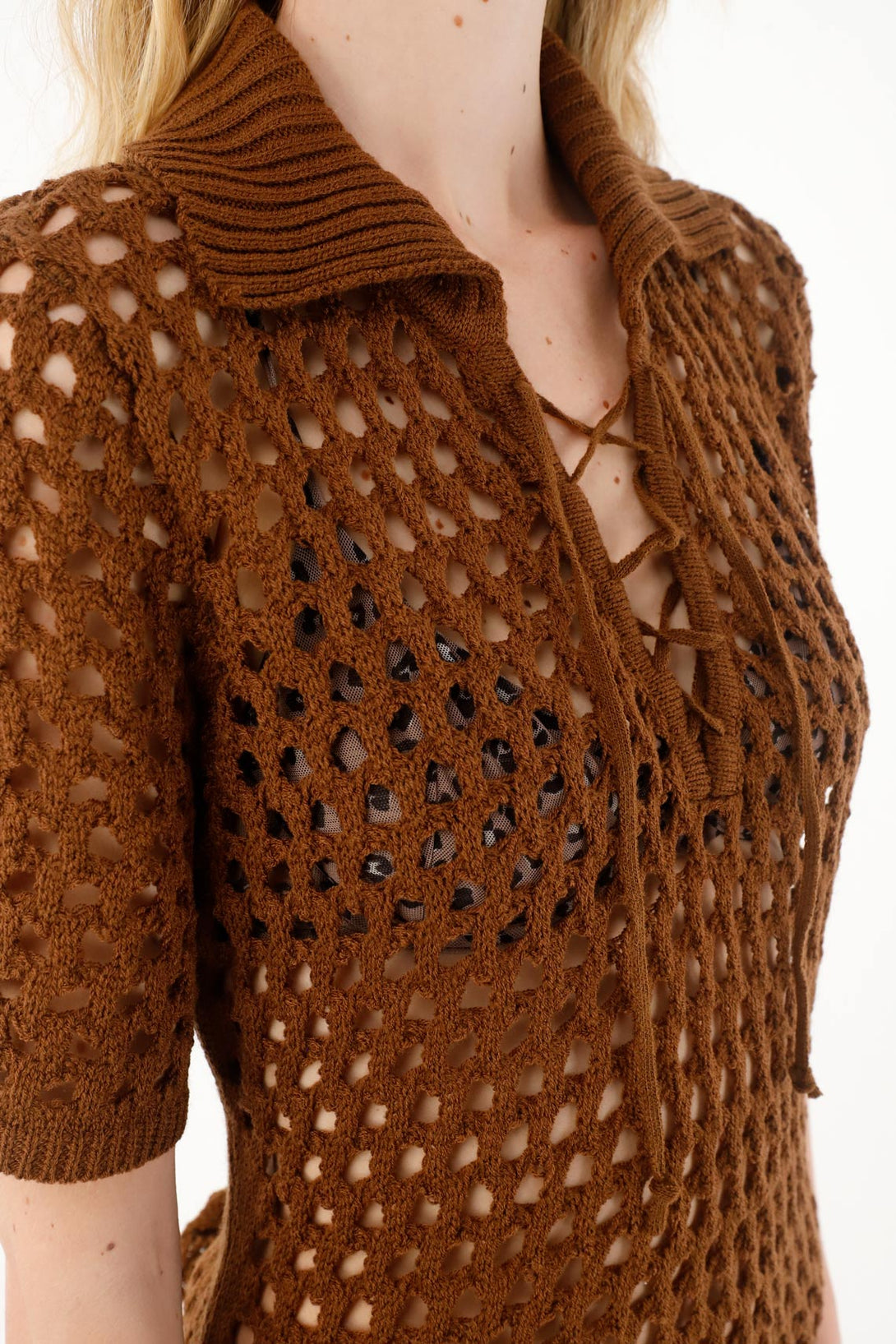 Women's Short Knit Brown Dress