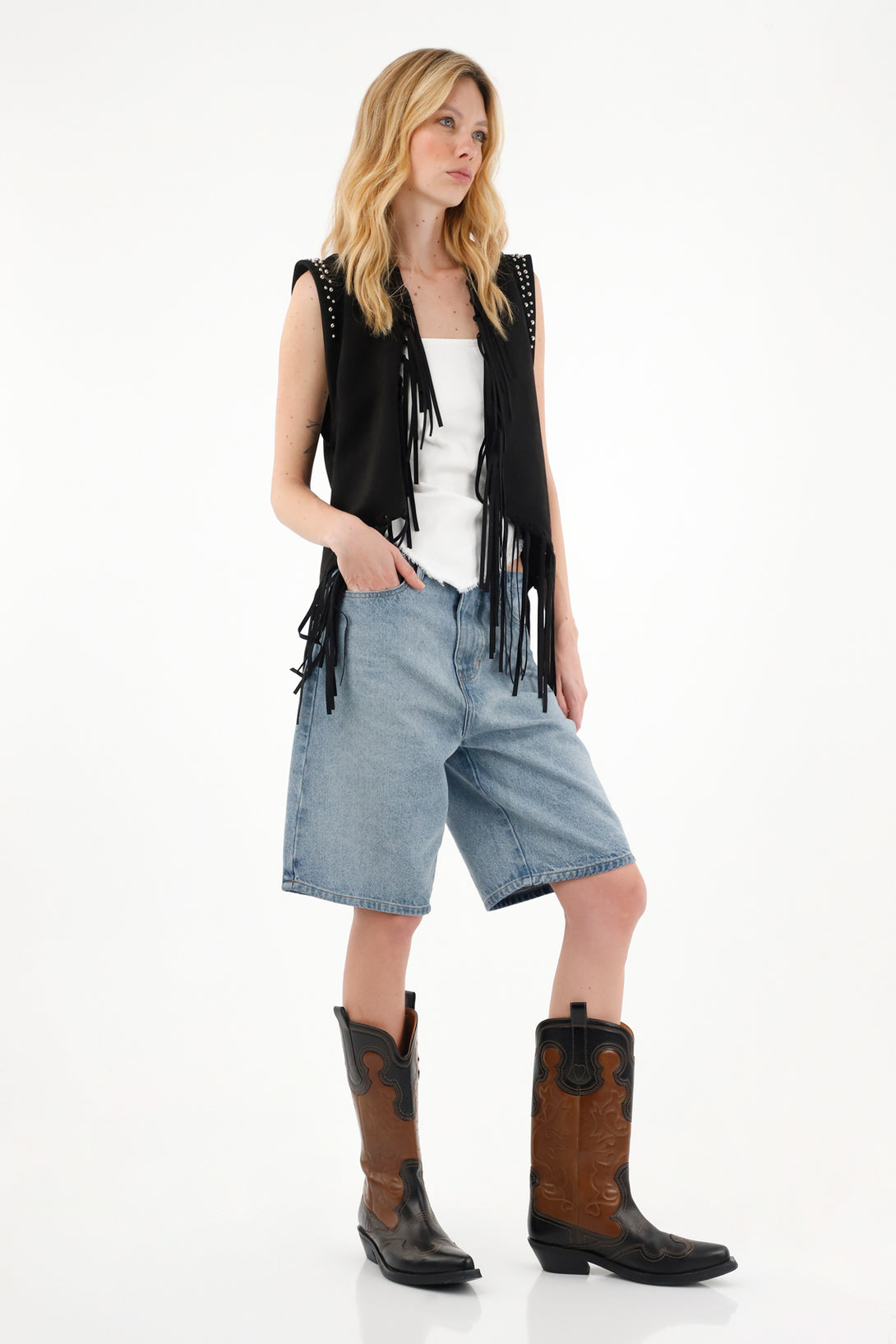 Women's Black Fringe Vest